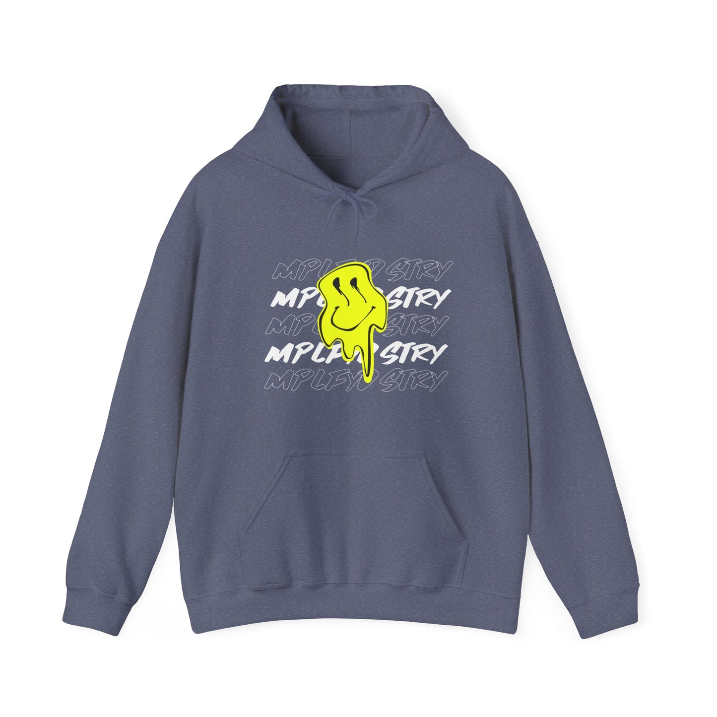 MELT Classic Fit AmplifyDestroy Print Hooded Sweatshirt Hoodie Smiley Face Acid House Streetwear