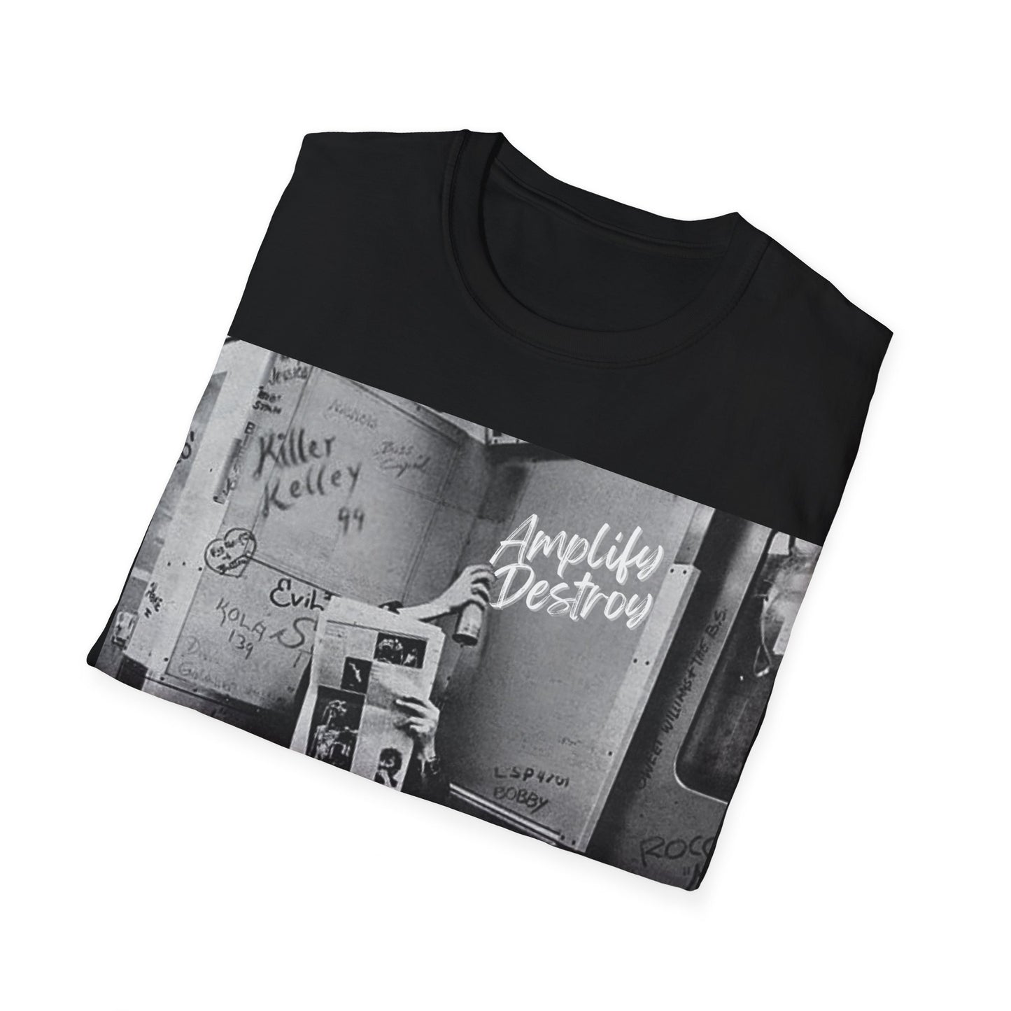 PUNK IS DEAD Classic Fit AmplifyDestroy Print Tee Shirt Punk Rock Black White