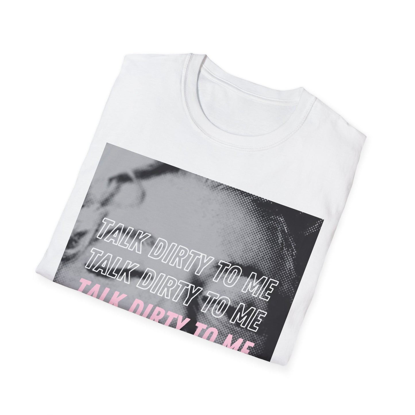 TALK DIRTY Classic Fit AmplifyDestroy Print Tee Shirt Madonna 80s Womens Mens Black White