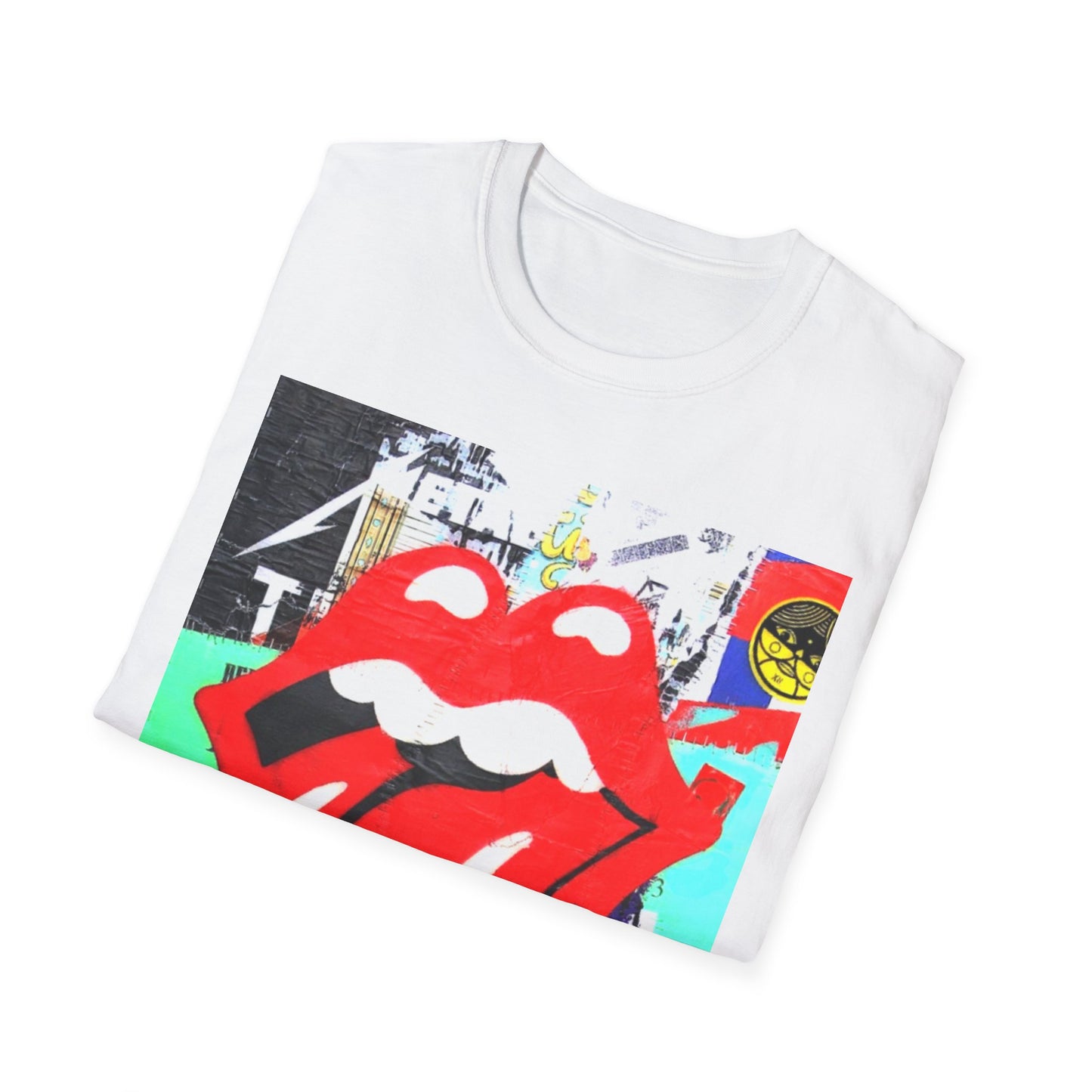 BIG MOUTH Classic Fit AmplifyDestroy Print Tee Shirt Rolling Stones Men Women Black White