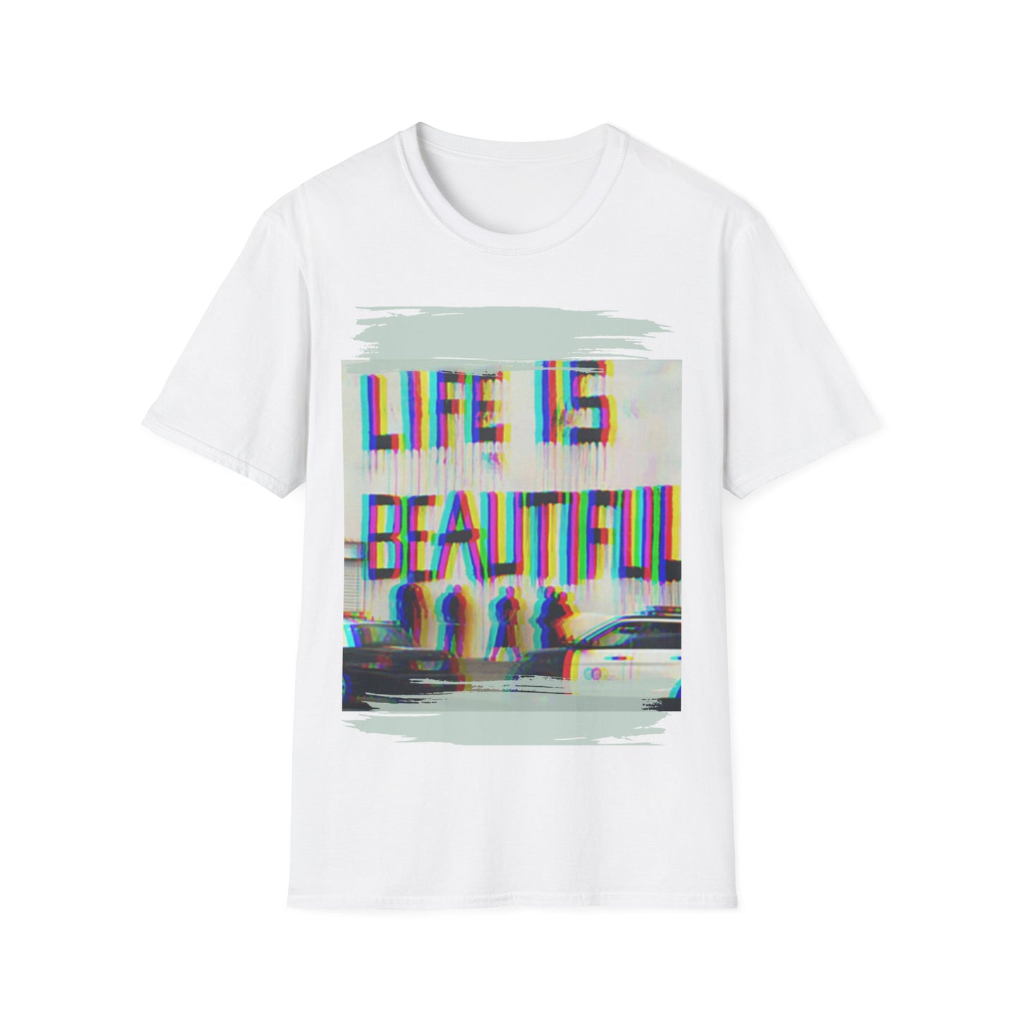 LIFE IS Classic Fit AmplifyDestroy Print Tee Shirt urban street graffiti life is beautiful
