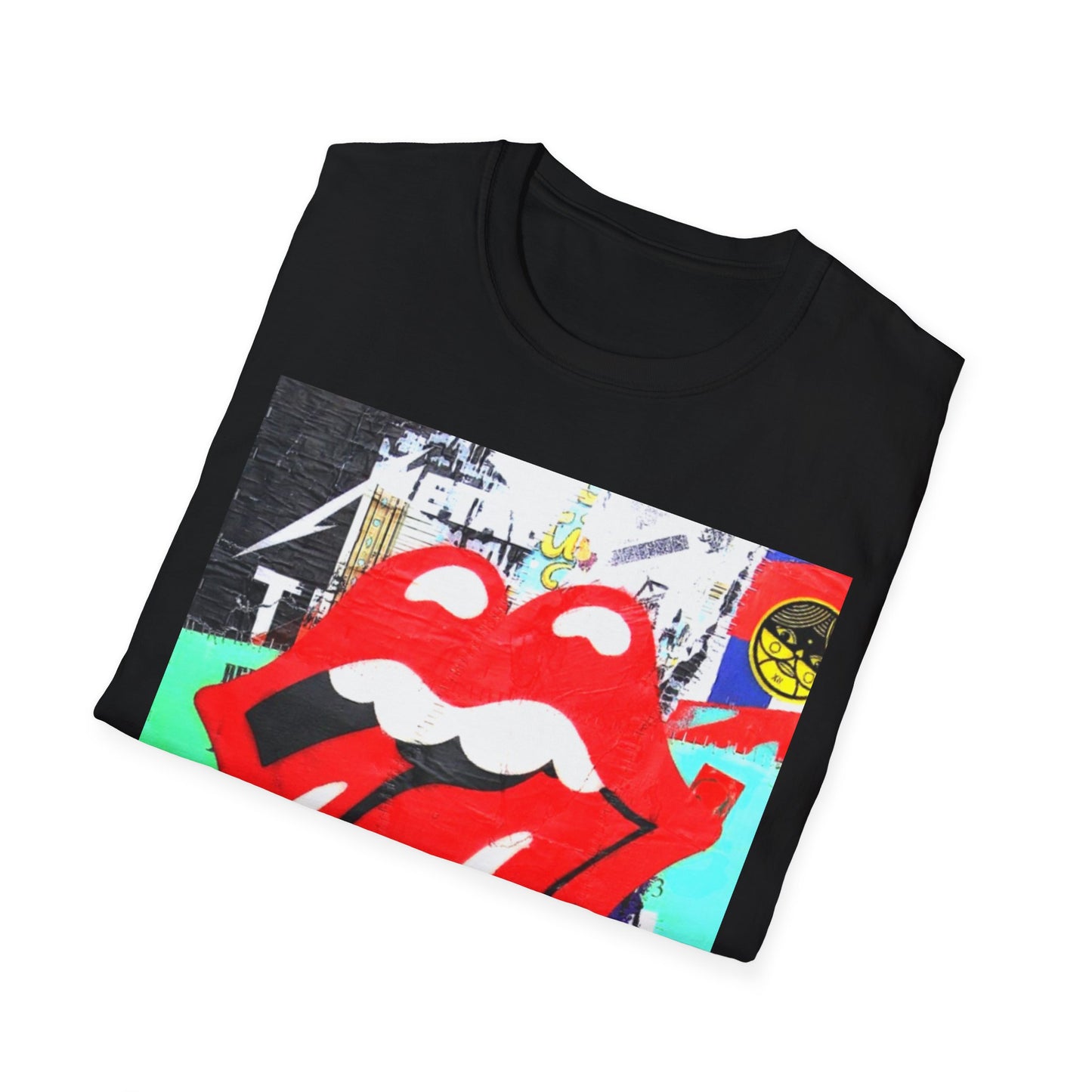 BIG MOUTH Classic Fit AmplifyDestroy Print Tee Shirt Rolling Stones Men Women Black White