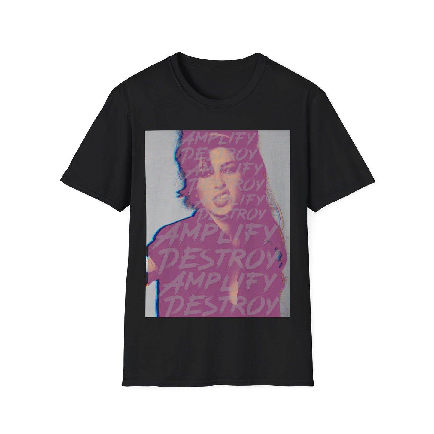 AMY Classic Fit AmplifyDestroy Print Tee Shirt Amy WInehouse