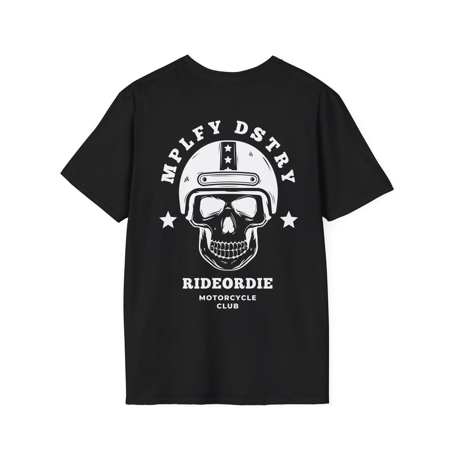 RIDEORDIE Classic Fit AmplifyDestroy Print Tee Shirt Biker Punk Rock Ride Or Die