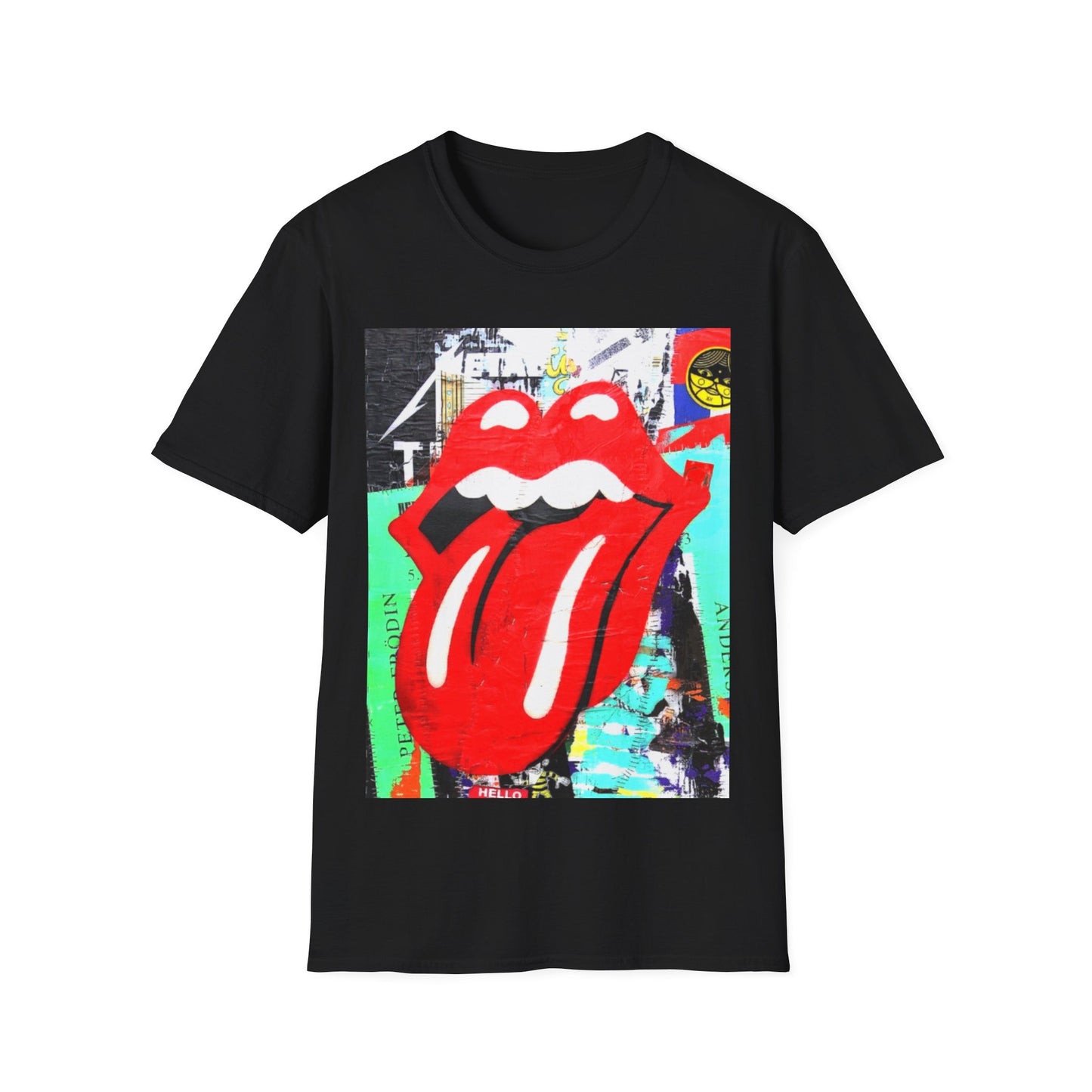 BIG MOUTH Classic Fit AmplifyDestroy Print Tee Shirt Rolling Stones Men Women Black White