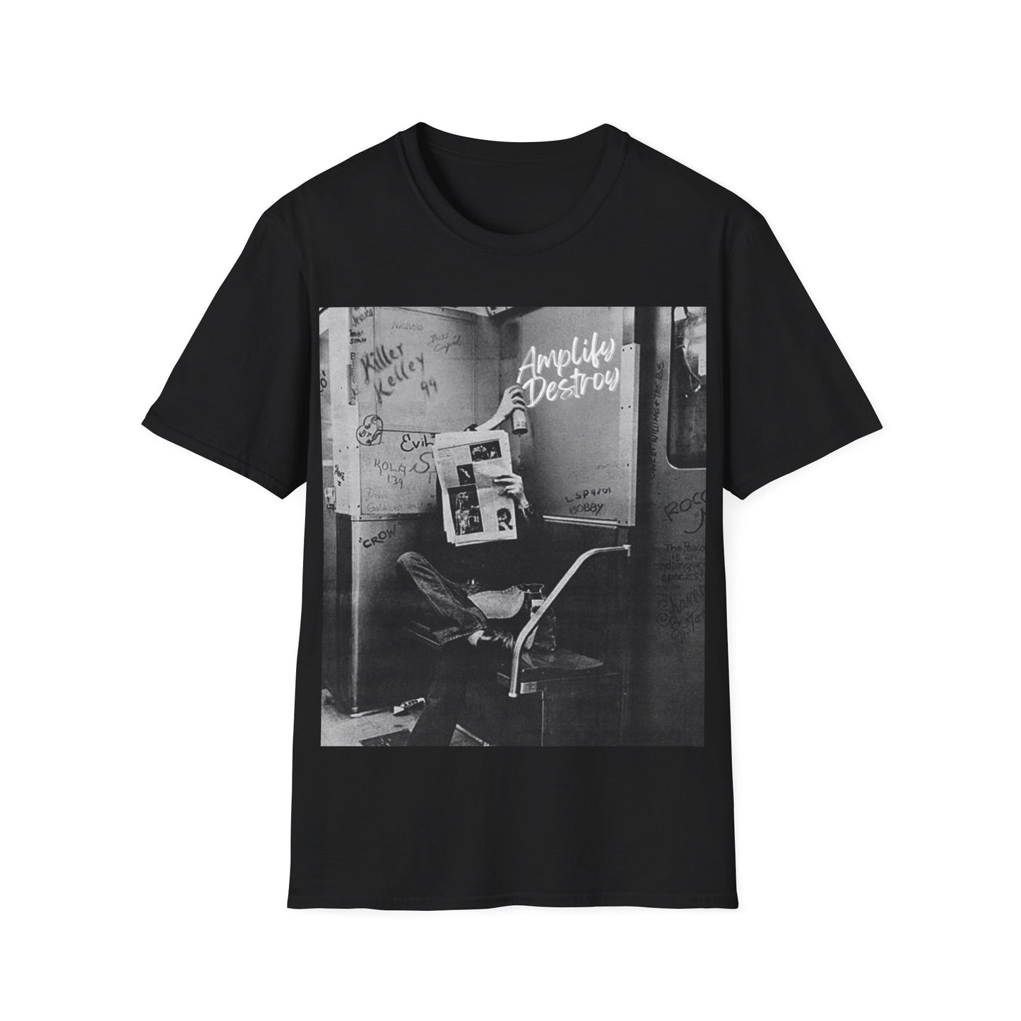 PUNK IS DEAD Classic Fit AmplifyDestroy Print Tee Shirt Punk Rock Black White
