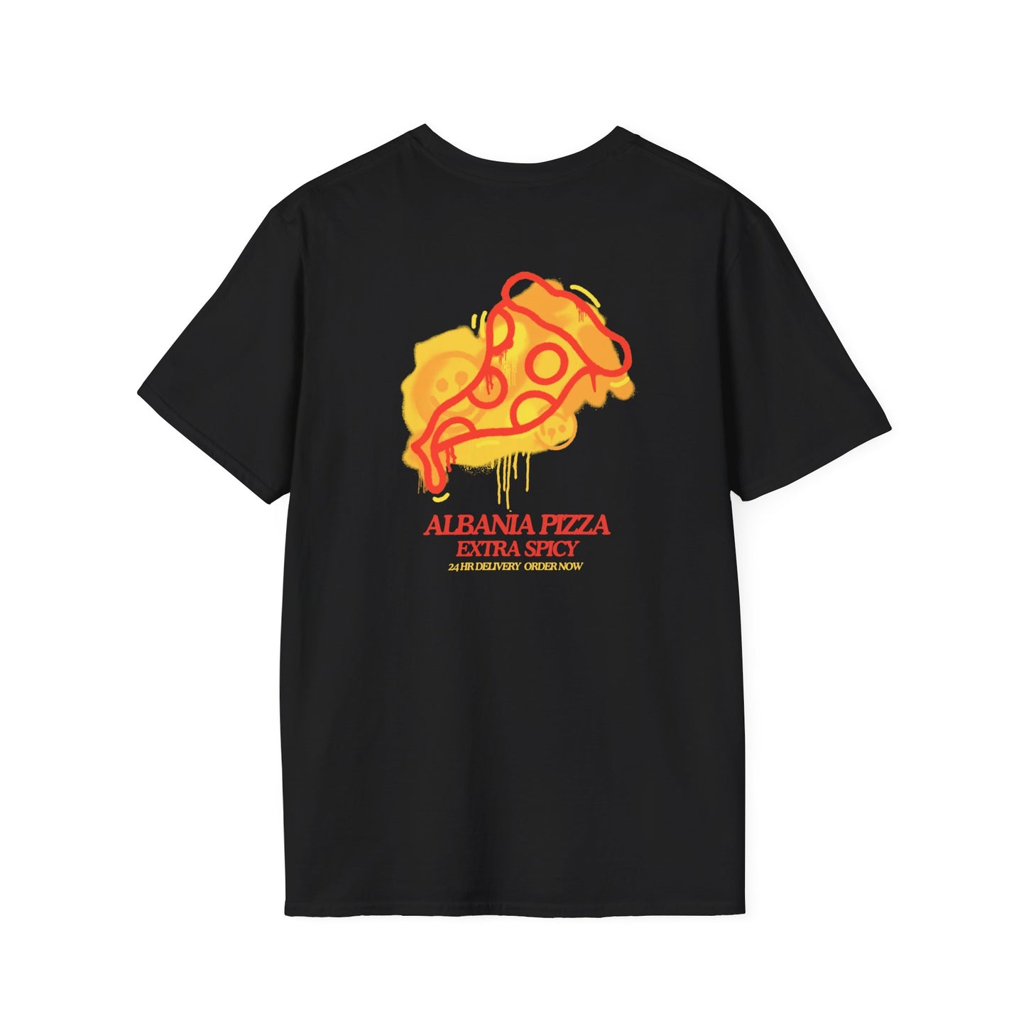 EXTRA SPICY Classic Fit AmplifyDestroy Print Tee Shirt Funny Pizza Albania