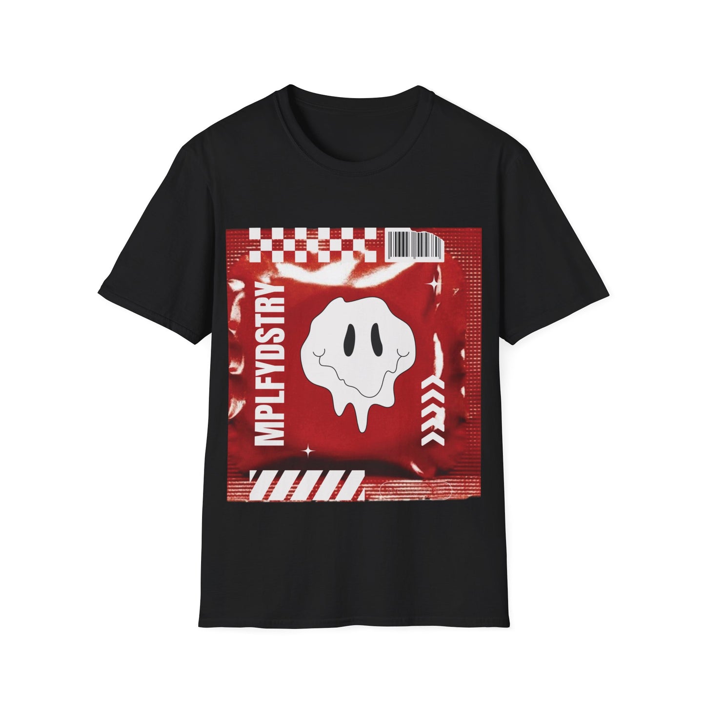 DUREX Classic Fit AmplifyDestroy Print Tee Shirt Black White Smiley Acid Sex Condom