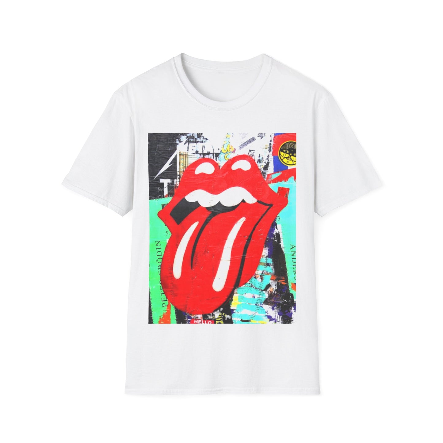 BIG MOUTH Classic Fit AmplifyDestroy Print Tee Shirt Rolling Stones Men Women Black White