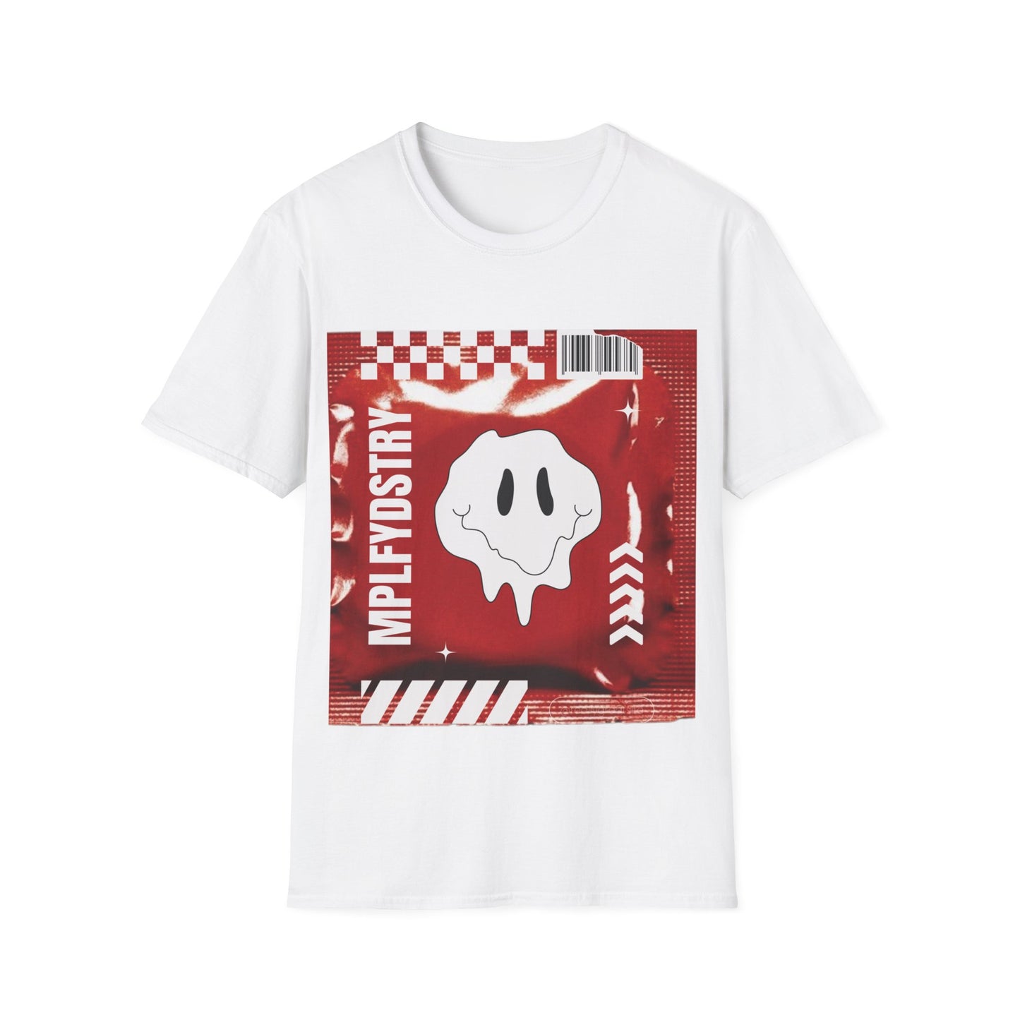 DUREX Classic Fit AmplifyDestroy Print Tee Shirt Black White Smiley Acid Sex Condom