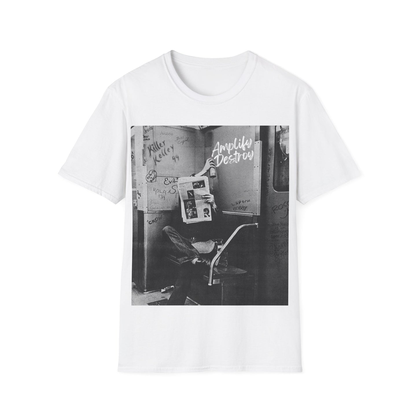 PUNK IS DEAD Classic Fit AmplifyDestroy Print Tee Shirt Punk Rock Black White