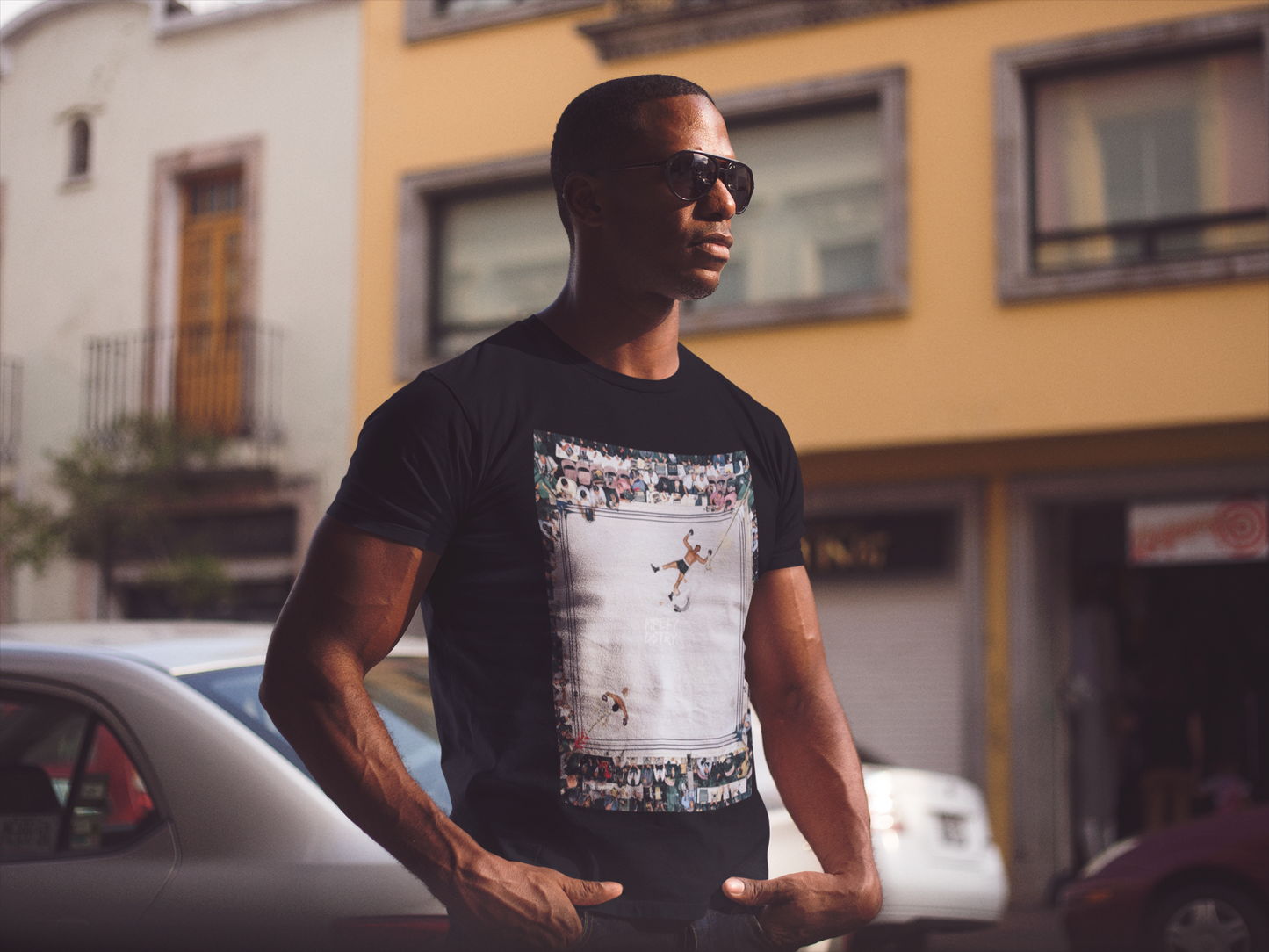 CASSIUS Classic Fit AmplifyDestroy Print Tee Shirt Cassius Clay Muhammad Ali