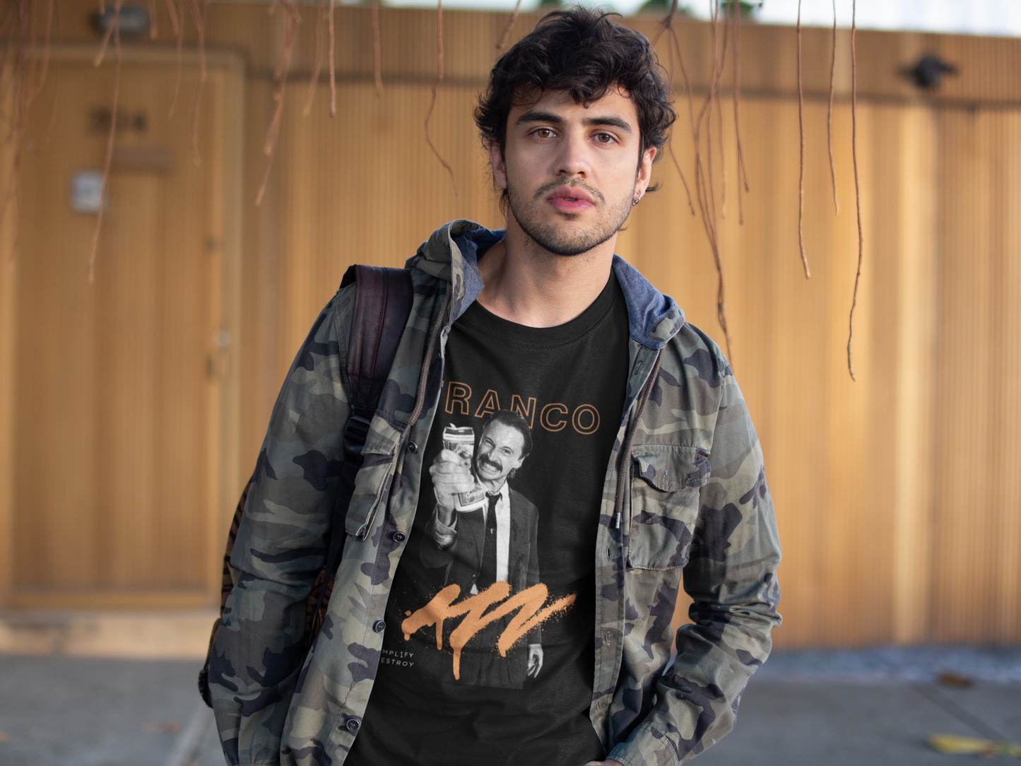 FRANCO Classic Fit AmplifyDestroy Print Tee Shirt Begbie Trainspotting 90s Brit Movie
