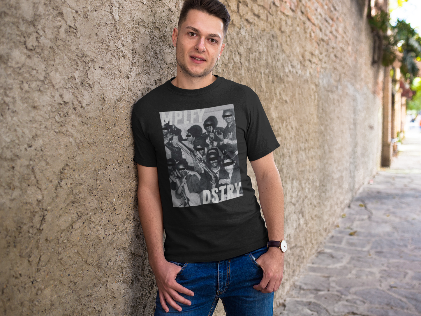 GANGSTA Classic Fit AmplifyDestroy Print Tee Shirt