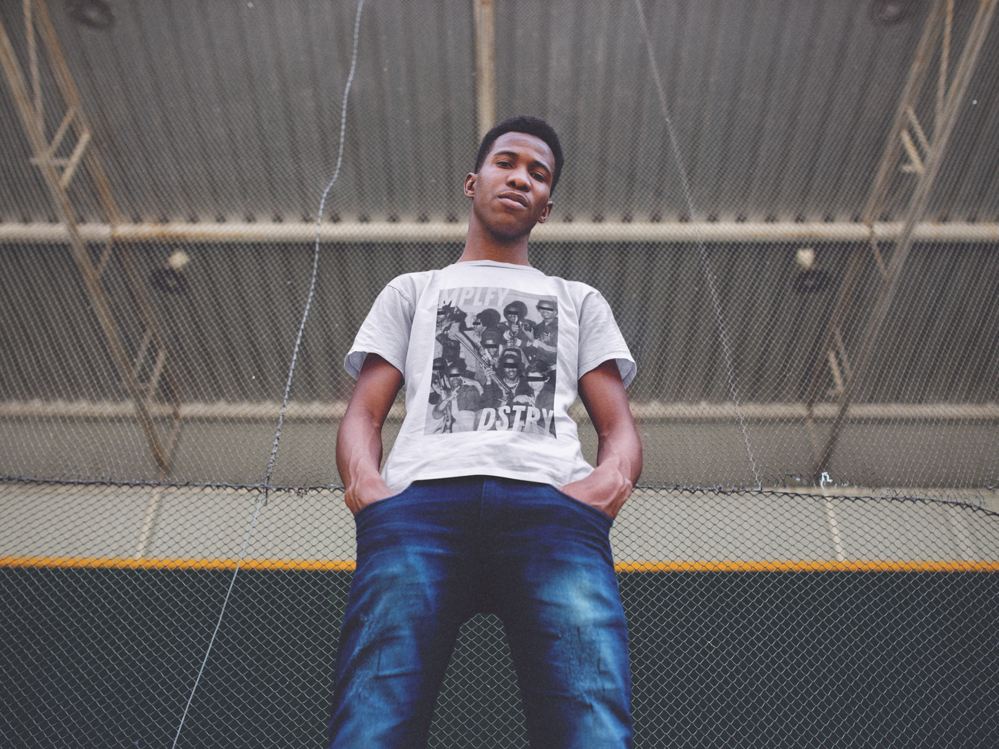 GANGSTA Classic Fit AmplifyDestroy Print Tee Shirt