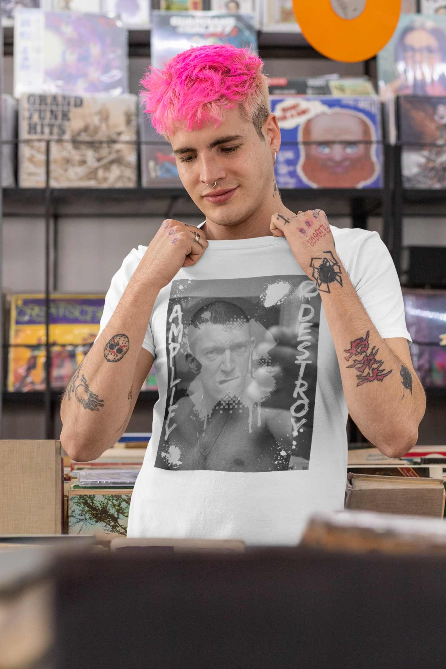 LA HAINE Classic Fit AmplifyDestroy Print Tee Shirt