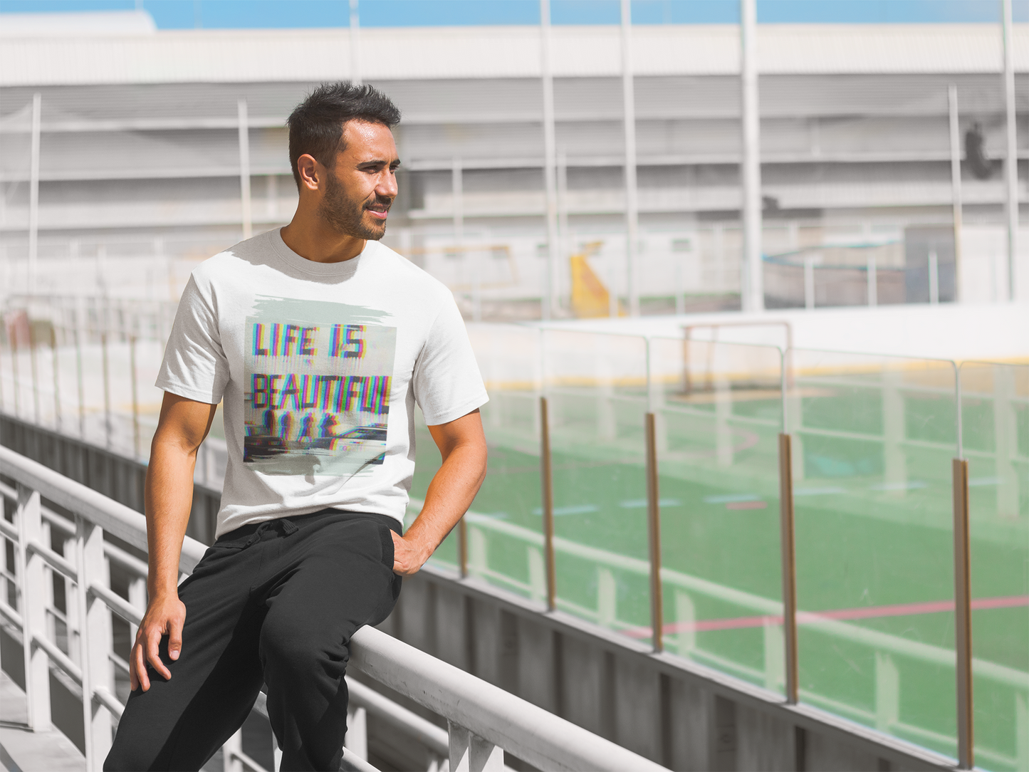 LIFE IS Classic Fit AmplifyDestroy Print Tee Shirt urban street graffiti life is beautiful
