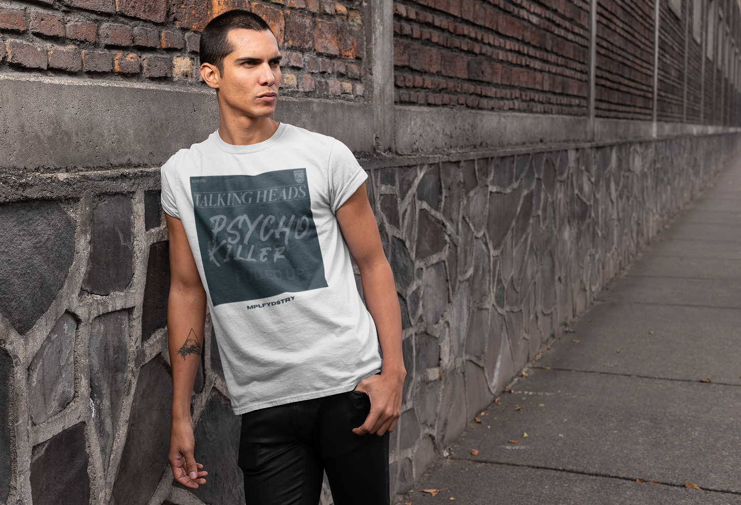 PYSCHO KILLER Classic Fit AmplifyDestroy Print Tee Shirt Talking Heads David Byrne