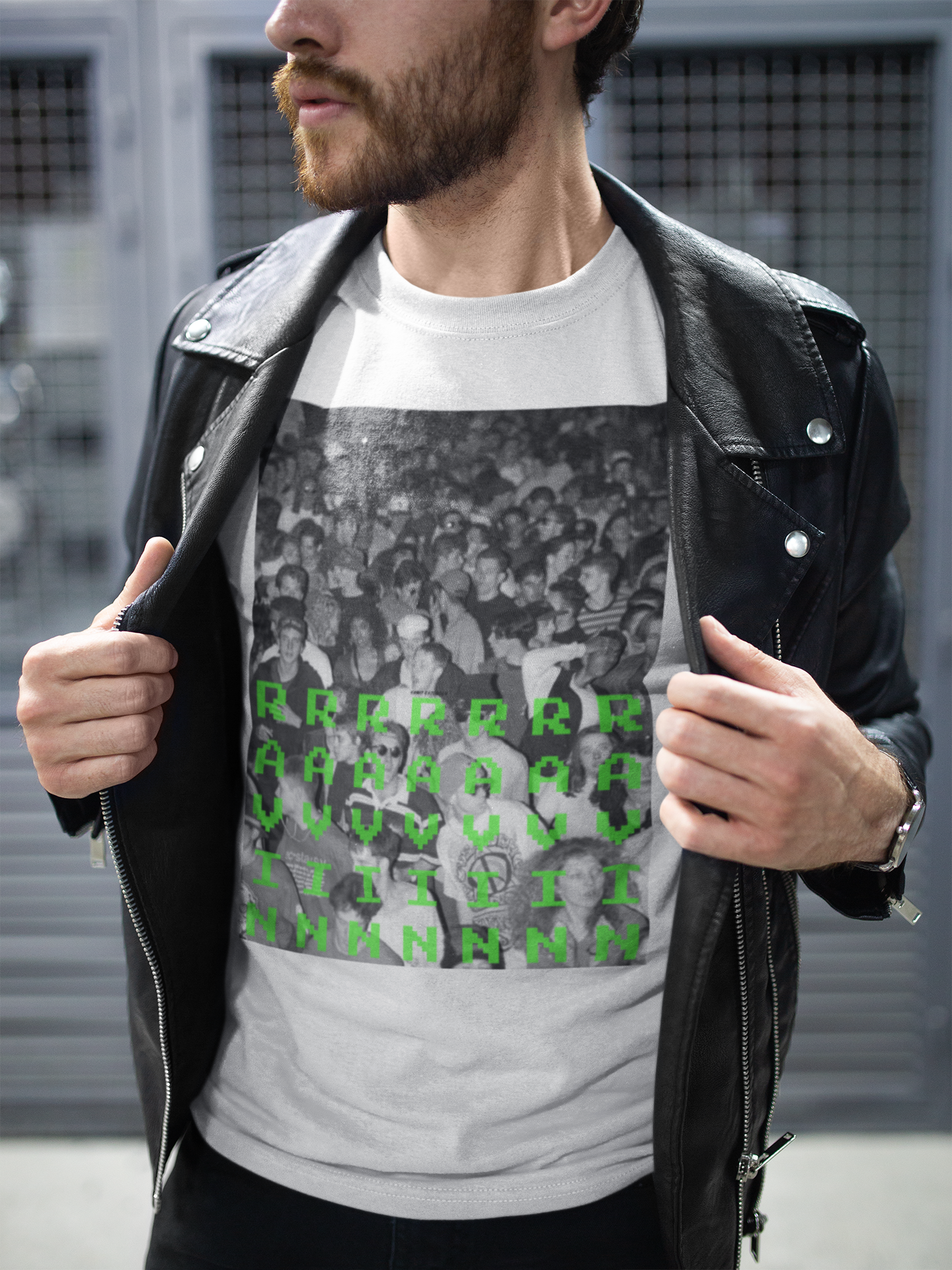 RAVIN Classic Fit AmplifyDestroy Print Tee Shirt Mens Womens House Music Techno
