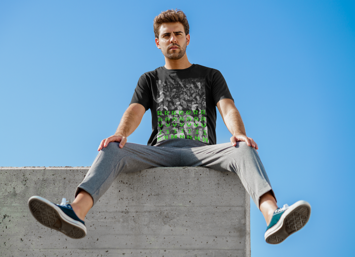 RAVIN Classic Fit AmplifyDestroy Print Tee Shirt Mens Womens House Music Techno