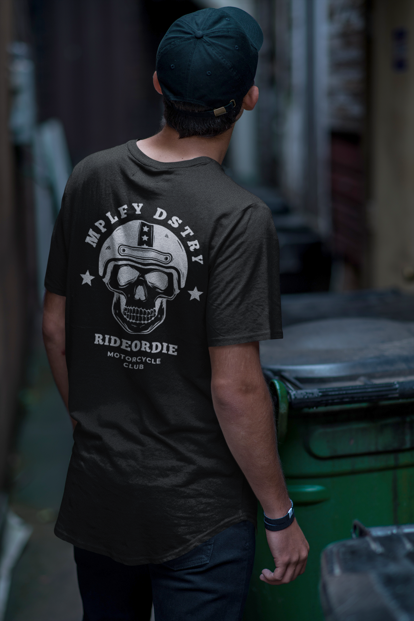 RIDEORDIE Classic Fit AmplifyDestroy Print Tee Shirt Biker Punk Rock Ride Or Die