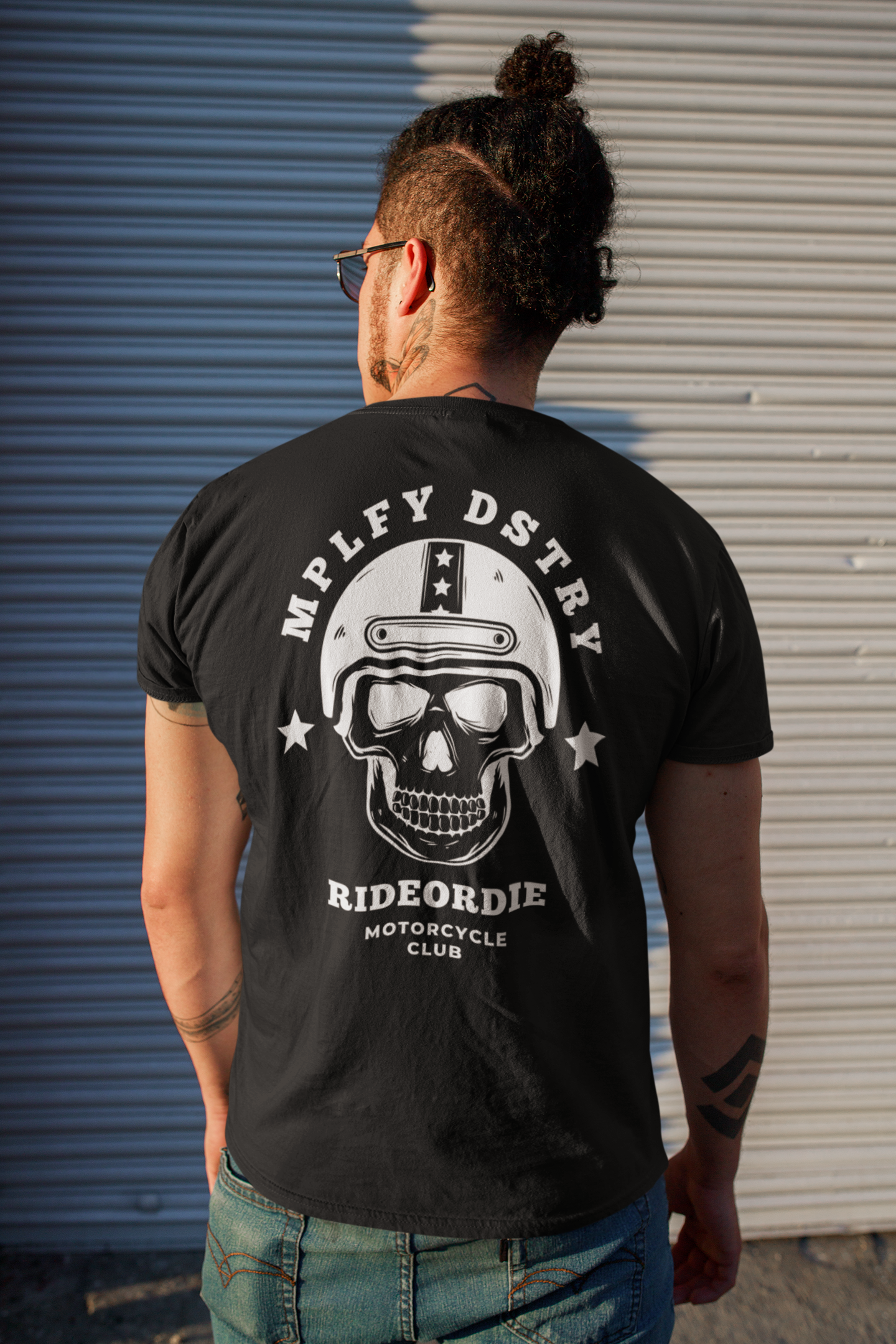 RIDEORDIE Classic Fit AmplifyDestroy Print Tee Shirt Biker Punk Rock Ride Or Die