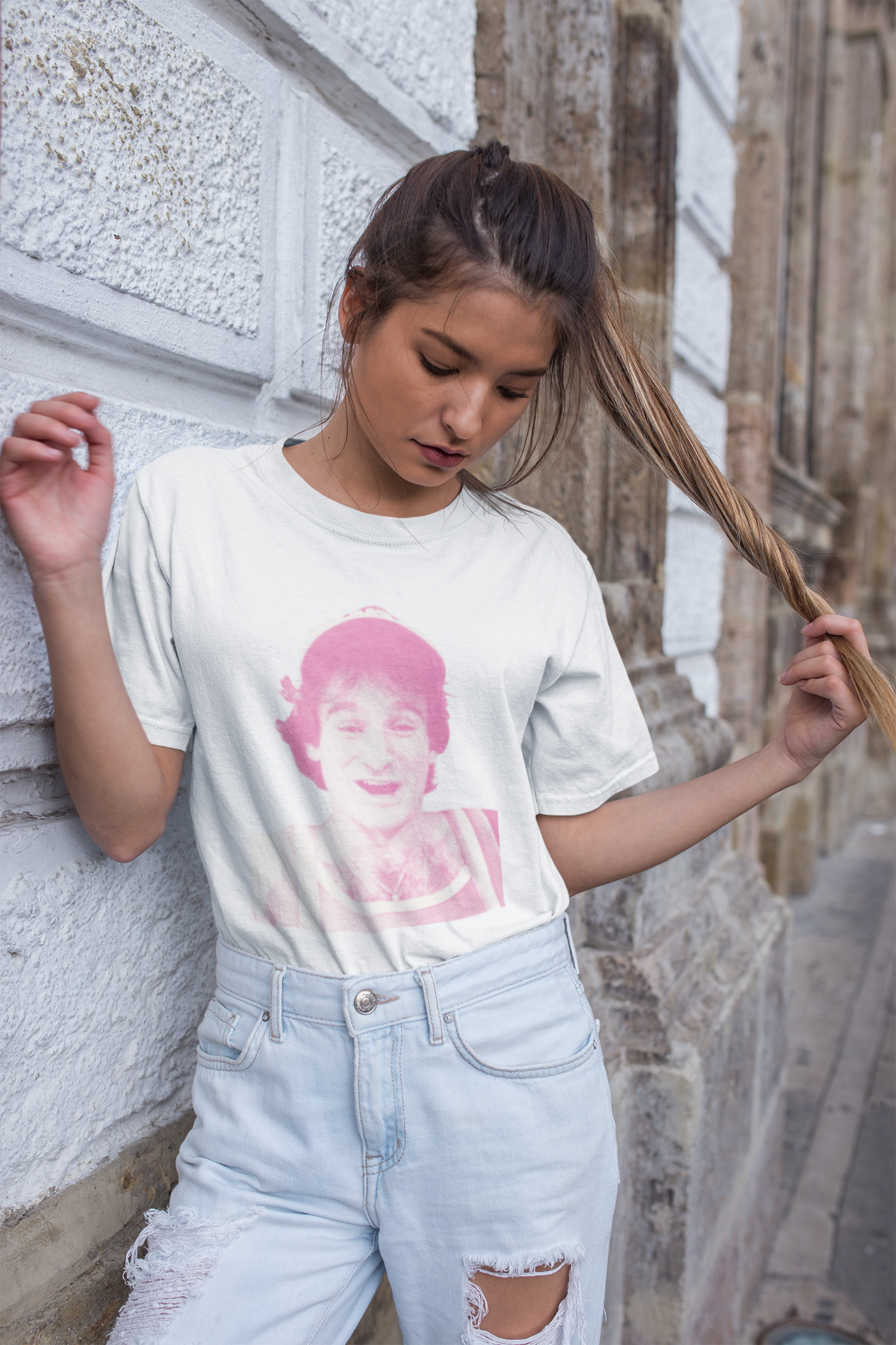 ROBIN Classic Fit AmplifyDestroy Print Tee Shirt Robin Williams Comedy Womens Mens White