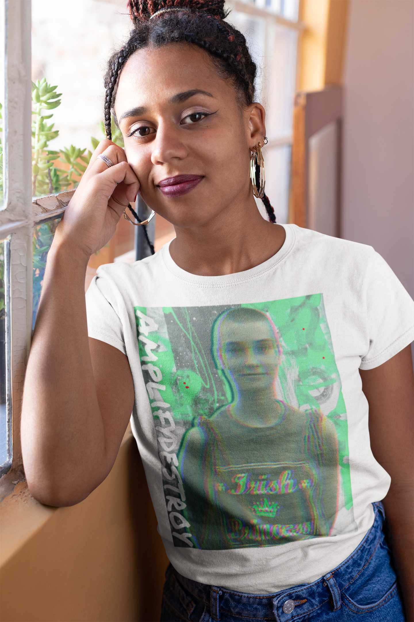 SINEAD Classic Fit AmplifyDestroy Print Tee Shirt Sinead O Connor Irish rock punk