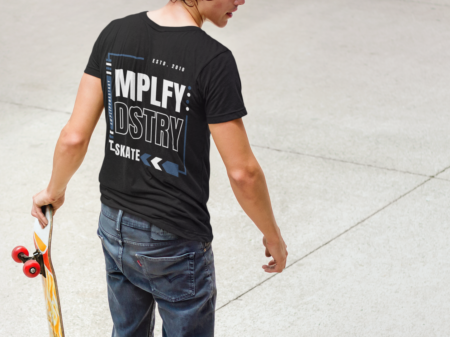 SKATE Classic Fit AmplifyDestroy Print Tee Shirt black skater