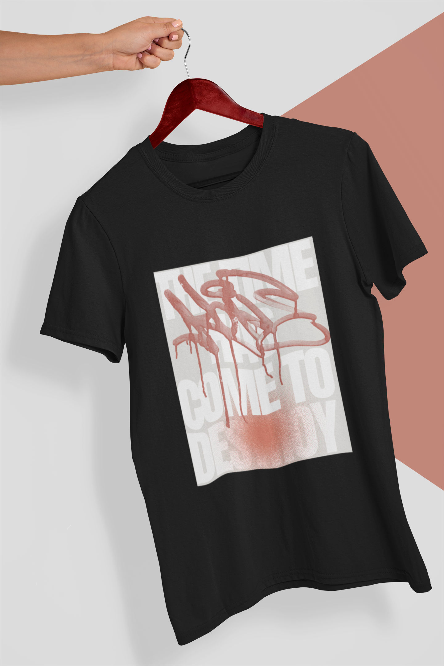 TIME HAS COME Classic Fit AmplifyDestroy Print Tee Shirt Punk Rock Graphic Destroy Graffiti Street Art