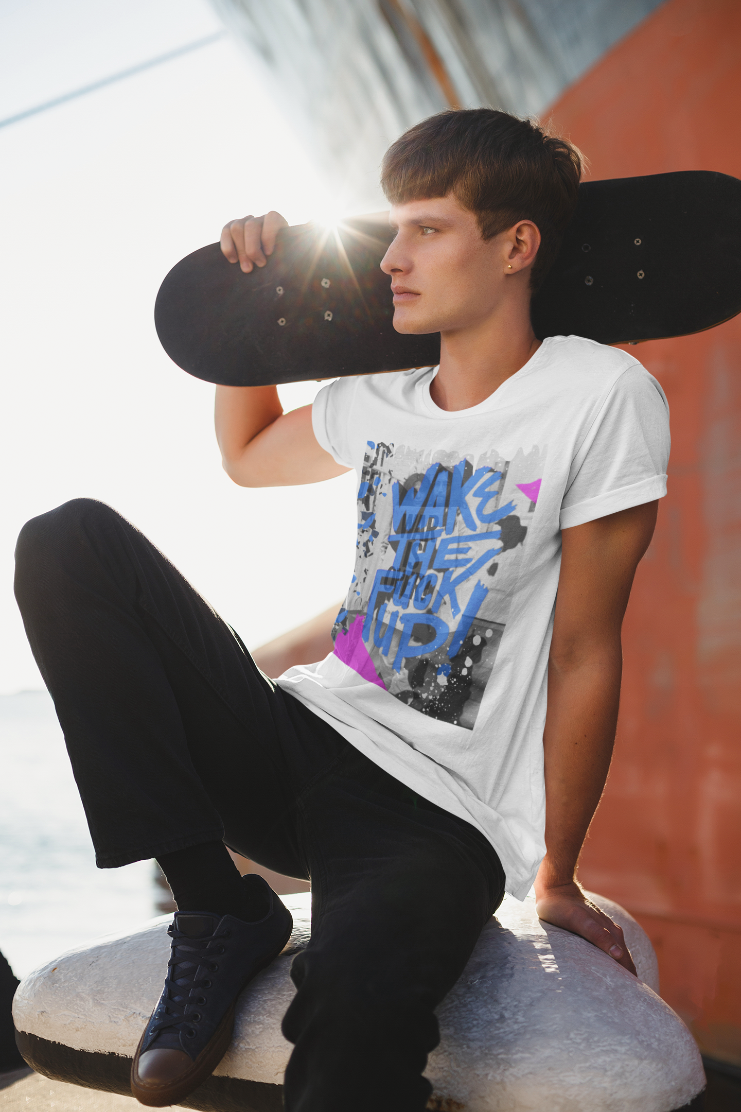WARISOVER Classic Fit AmplifyDestroy Print Tee Shirt John Lennon Yoko Ono War Is Over Punk Rock abstract