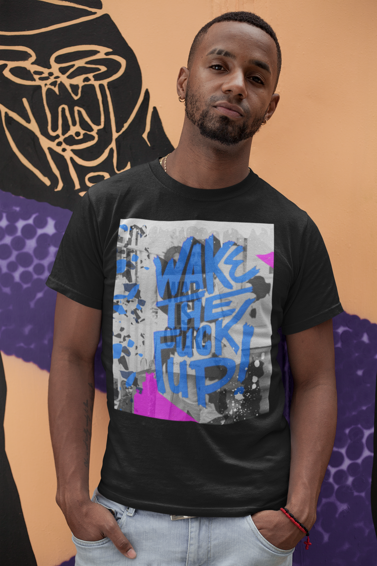 WARISOVER Classic Fit AmplifyDestroy Print Tee Shirt John Lennon Yoko Ono War Is Over Punk Rock abstract