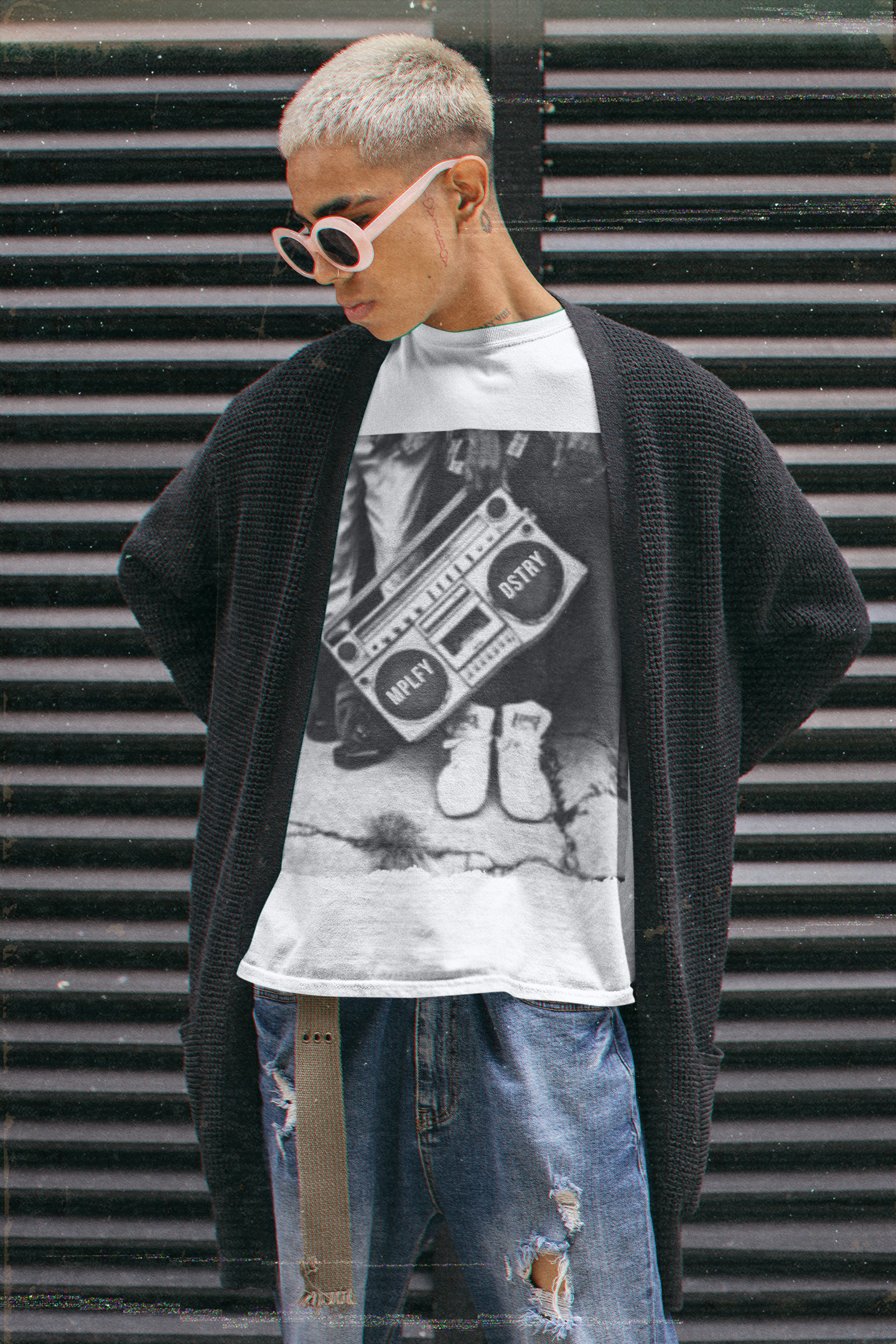 BLASTER Classic Fit AmplifyDestroy Print Tee Shirt