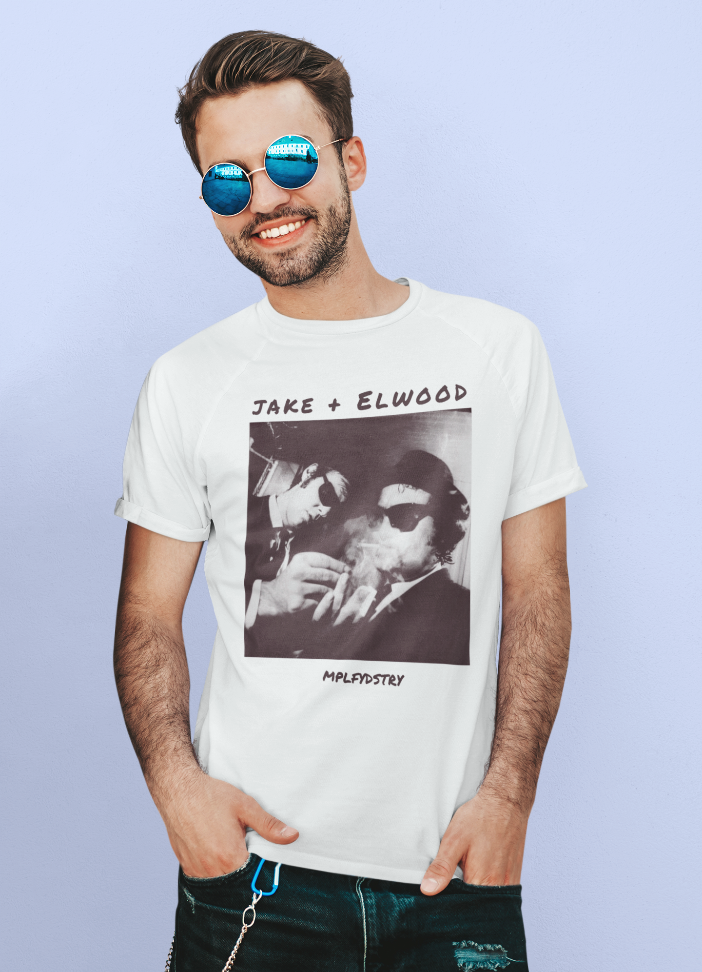 BLUES Classic Fit AmplifyDestroy Print Tee Shirt Blues Brothers Jake Elwood