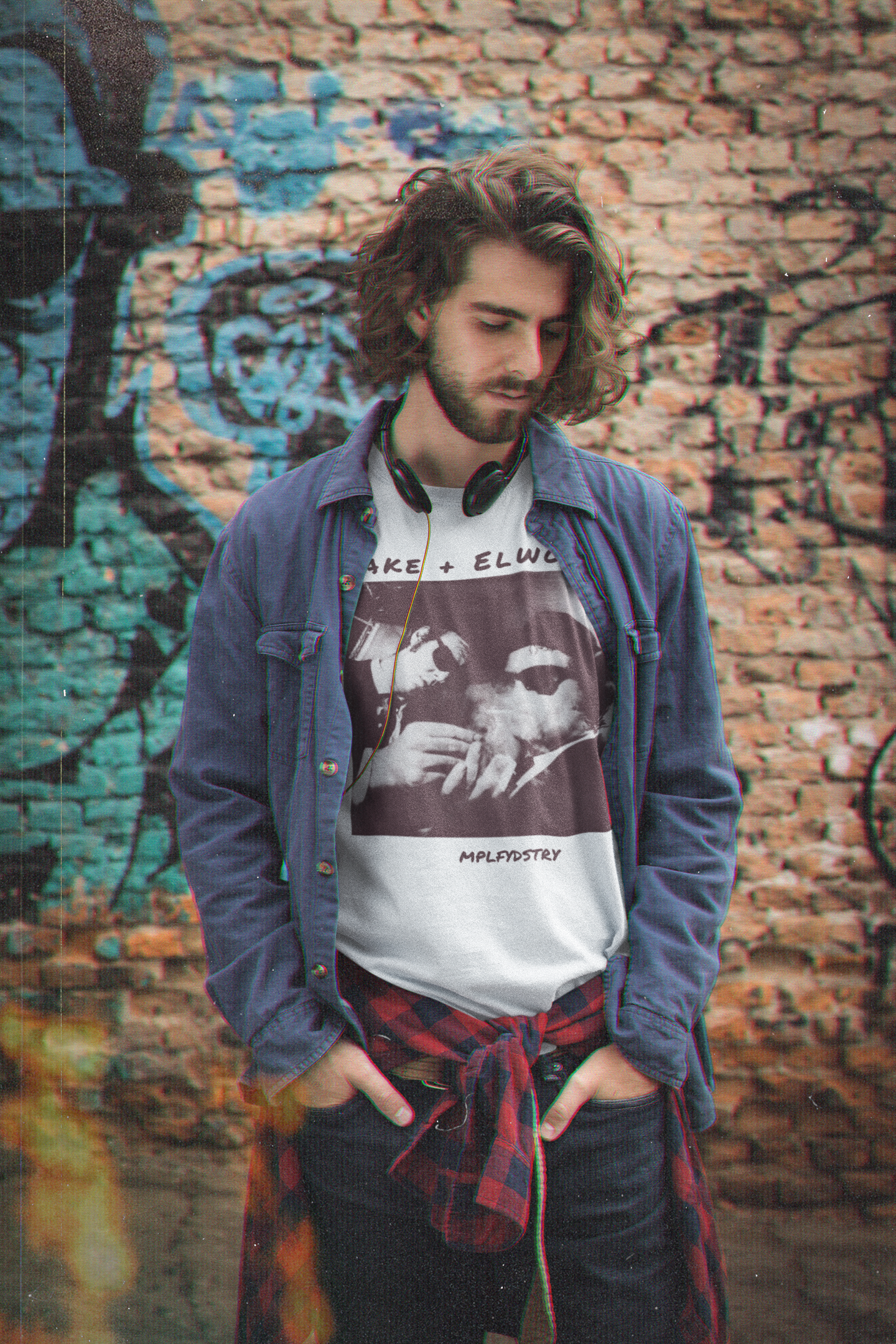 BLUES Classic Fit AmplifyDestroy Print Tee Shirt Blues Brothers Jake Elwood