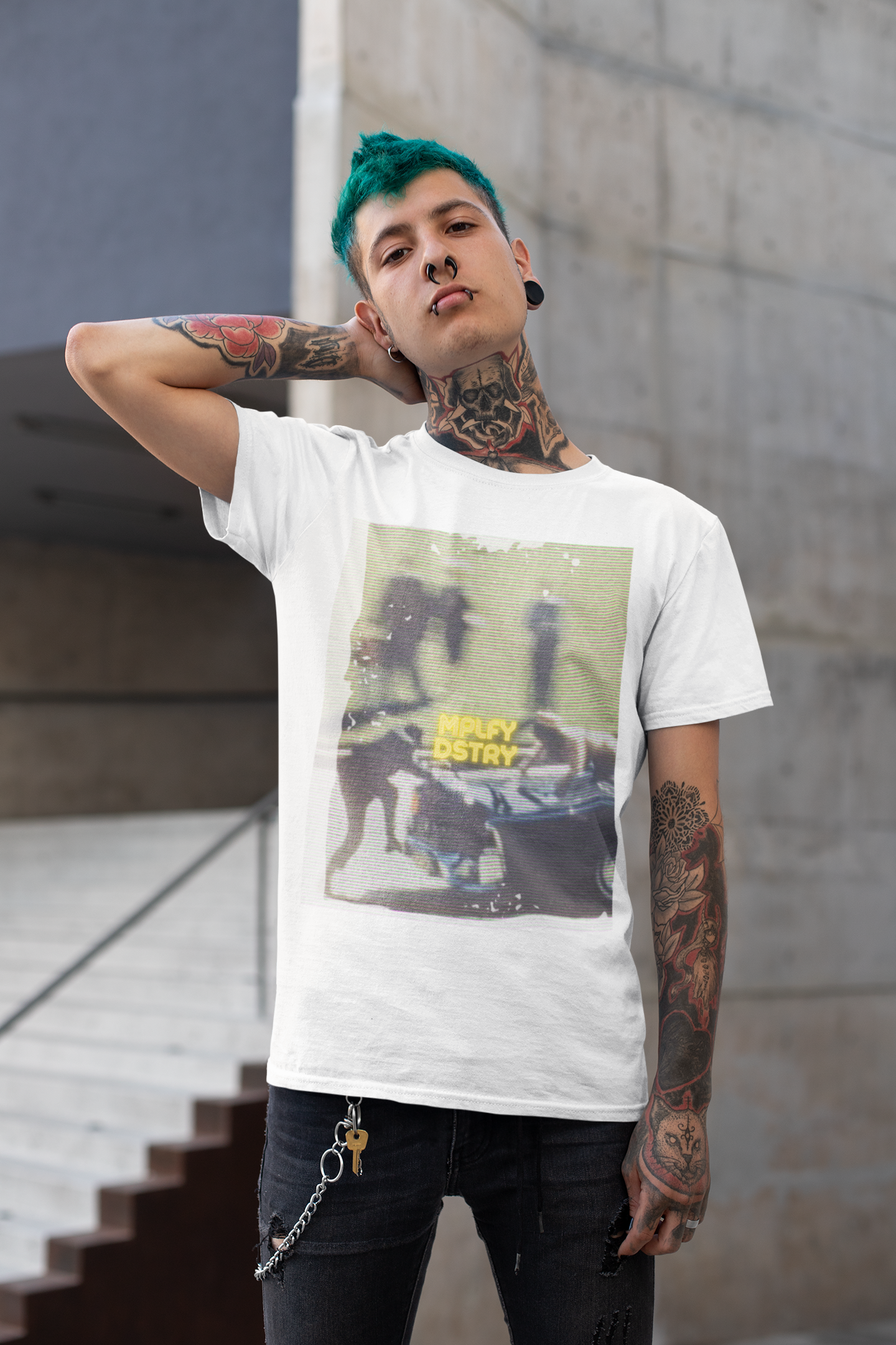 JACKIE Classic Fit AmplifyDestroy Print Tee Shirt