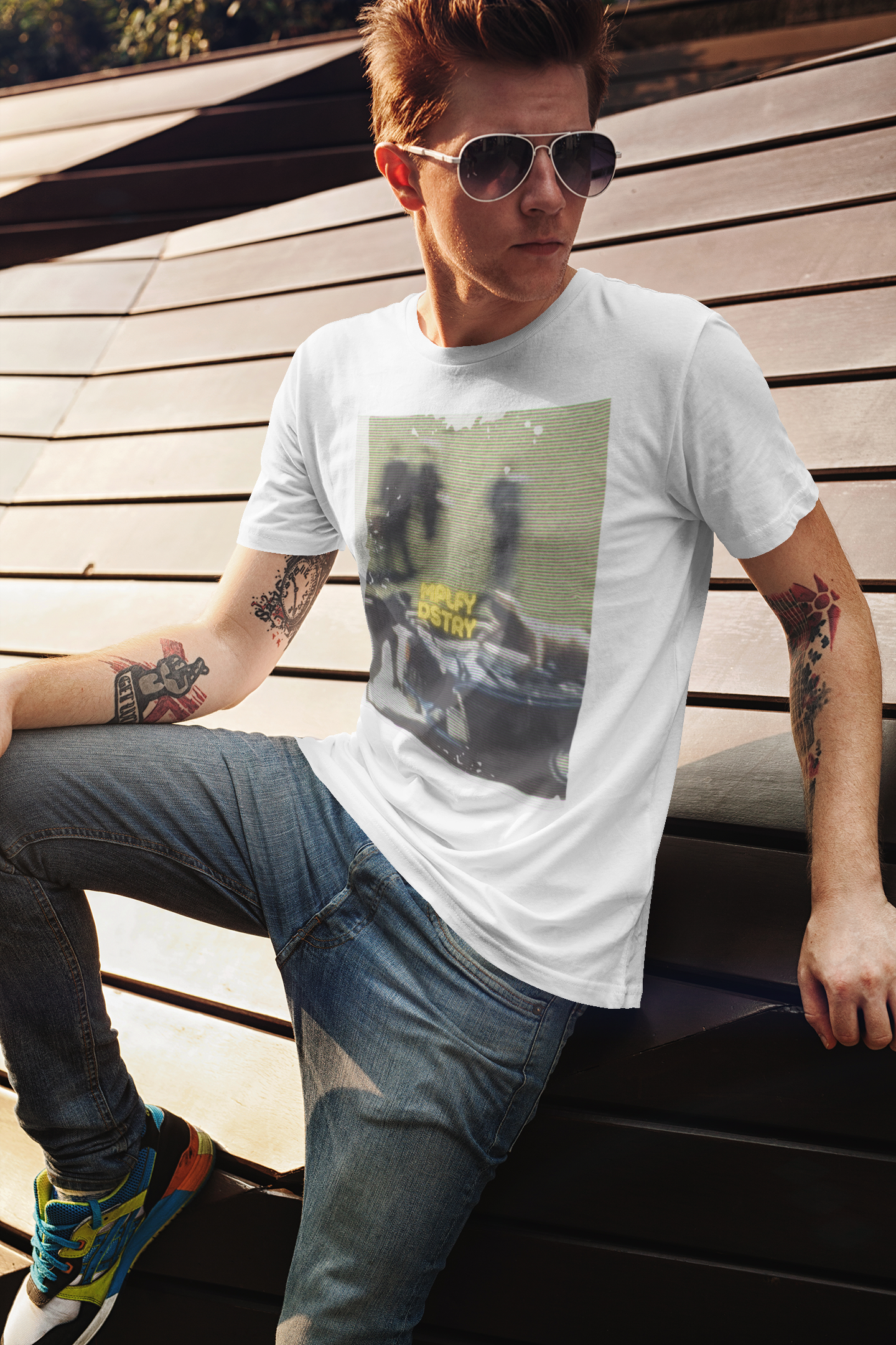JACKIE Classic Fit AmplifyDestroy Print Tee Shirt