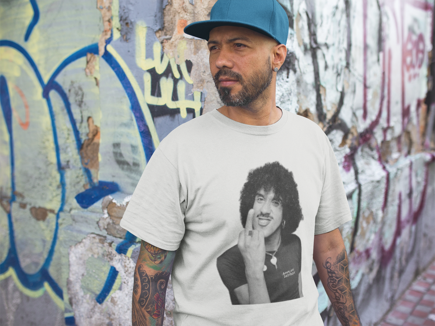 PHILO Classic Fit AmplifyDestroy Print Tee Shirt