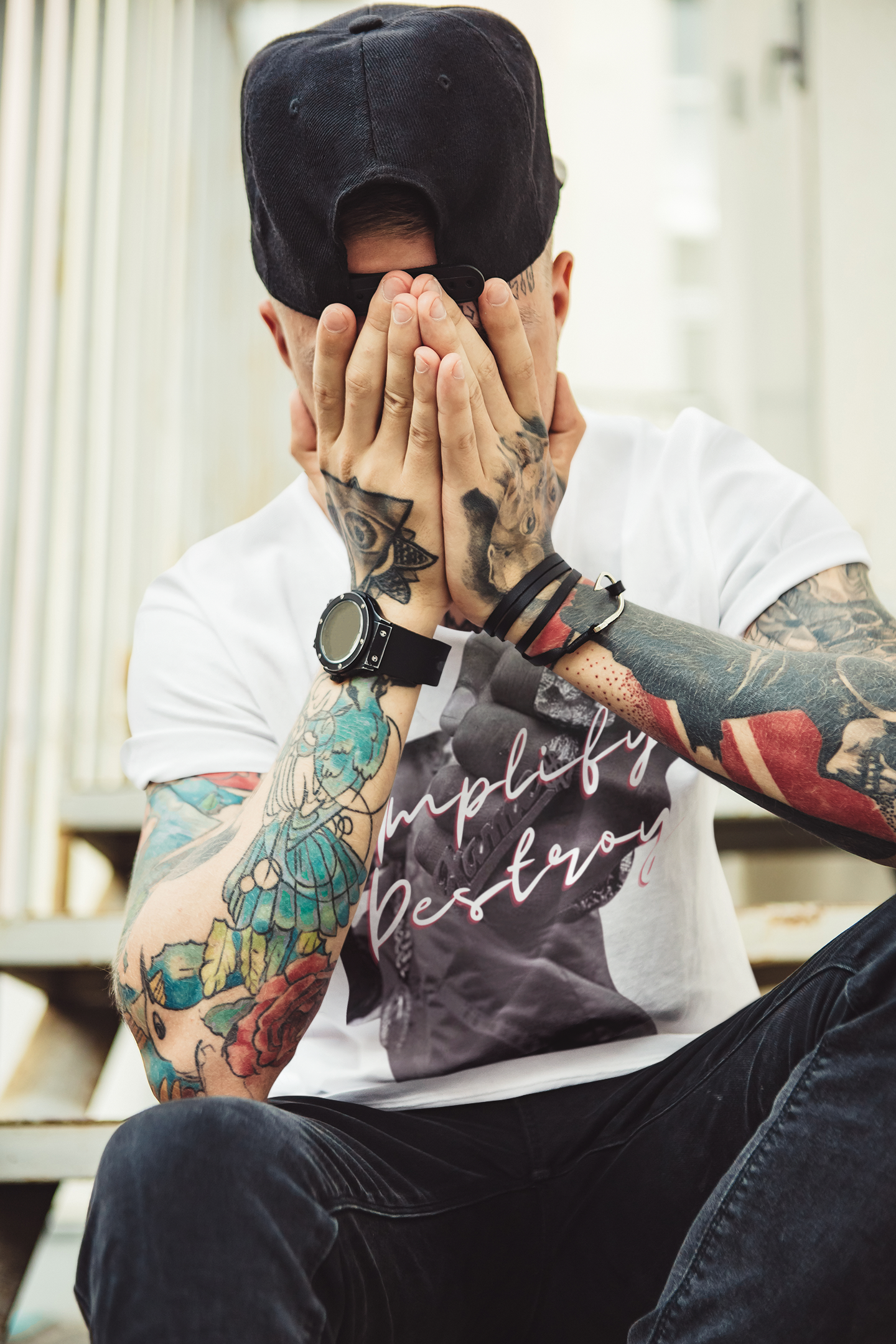 POW HIP HOP Classic Fit AmplifyDestroy Print Tee Shirt