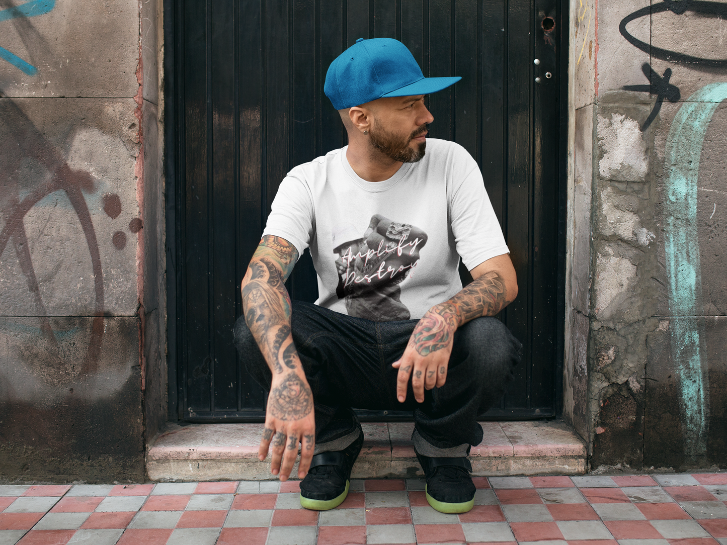 POW HIP HOP Classic Fit AmplifyDestroy Print Tee Shirt