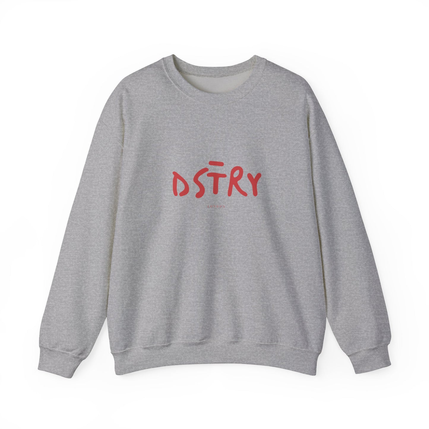 DSTRY GREY Classic Fit AmplifyDestroy Print Crewneck Sweatshirt black navy mens womens gift for him her