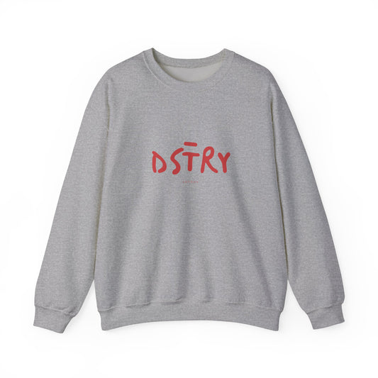 DSTRY GREY Classic Fit AmplifyDestroy Print Crewneck Sweatshirt black navy mens womens gift for him her