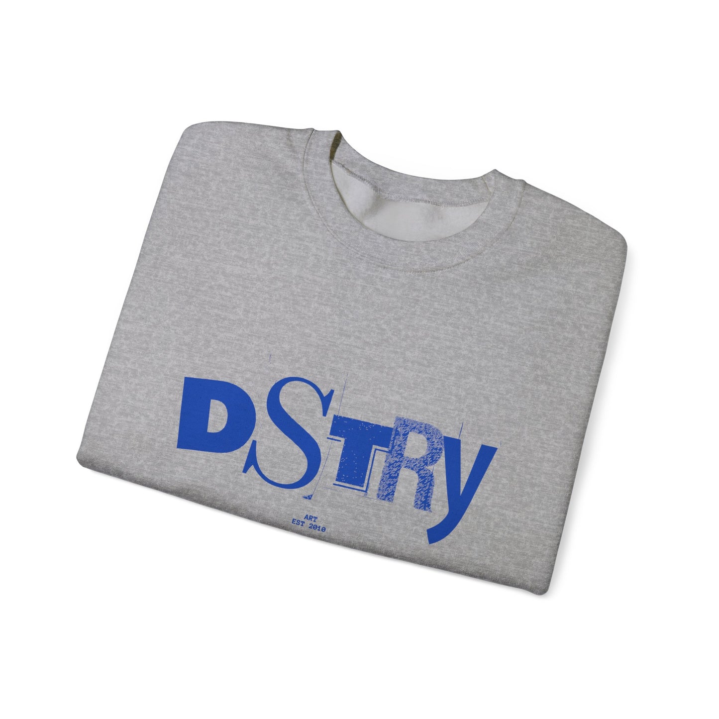 DSTRY BLU Classic Fit AmplifyDestroy Crewneck Sweatshirt Navy Black Blue Retro Grunge Punk Skater street destroy