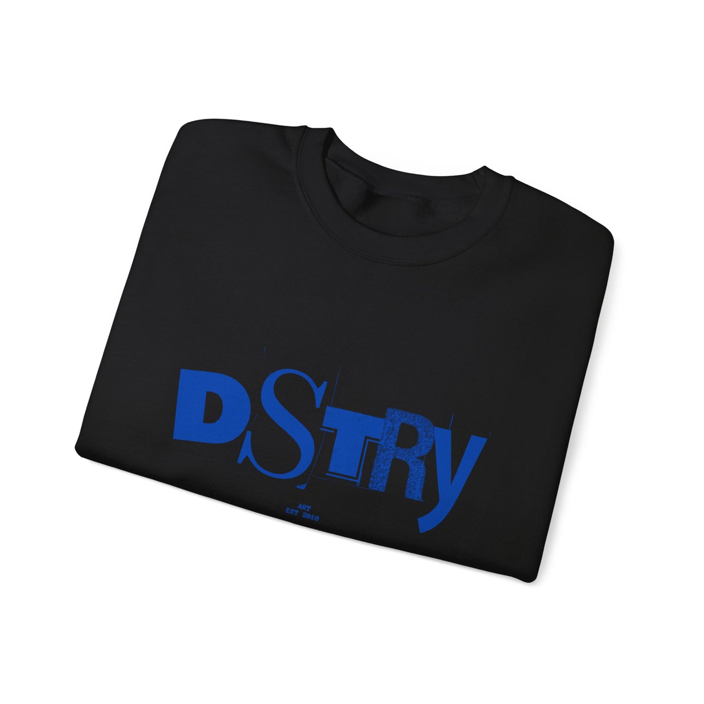 DSTRY BLU Classic Fit AmplifyDestroy Crewneck Sweatshirt Navy Black Blue Retro Grunge Punk Skater street destroy