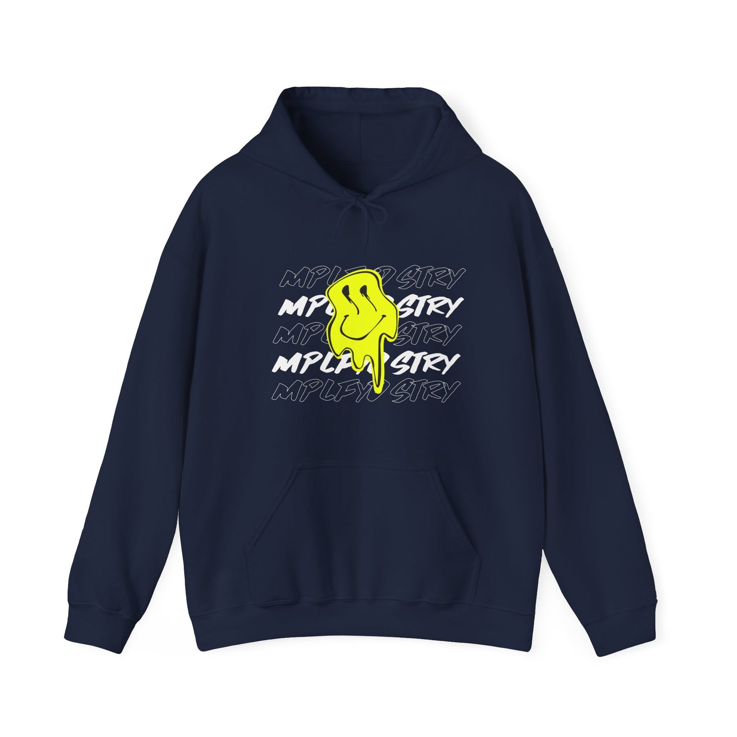 MELT Classic Fit AmplifyDestroy Print Hooded Sweatshirt Hoodie Smiley Face Acid House Streetwear