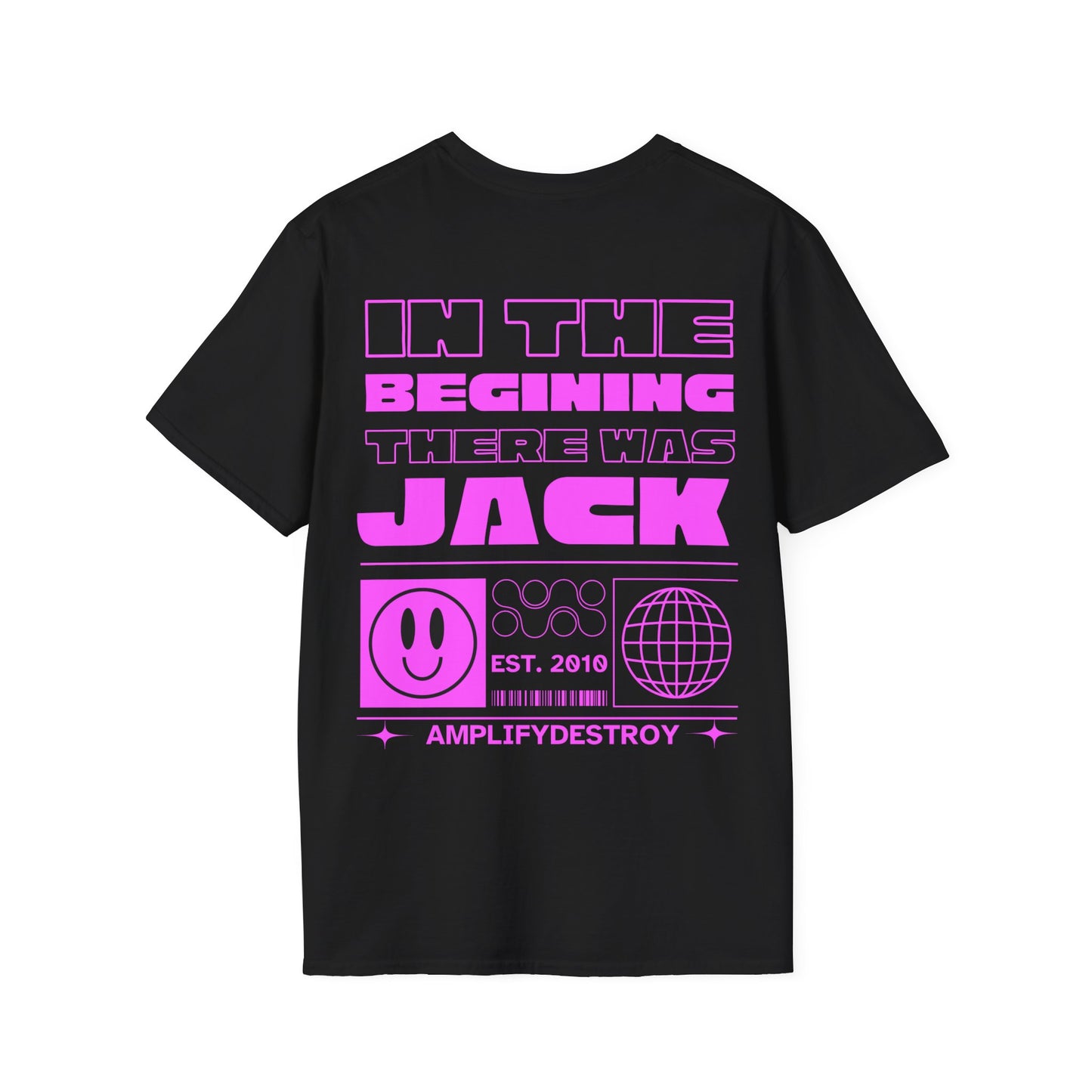 JACK UR BODY Classic Fit AmplifyDestroy Print Tee Shirt Rave House Music 90s Dj Club Flyer