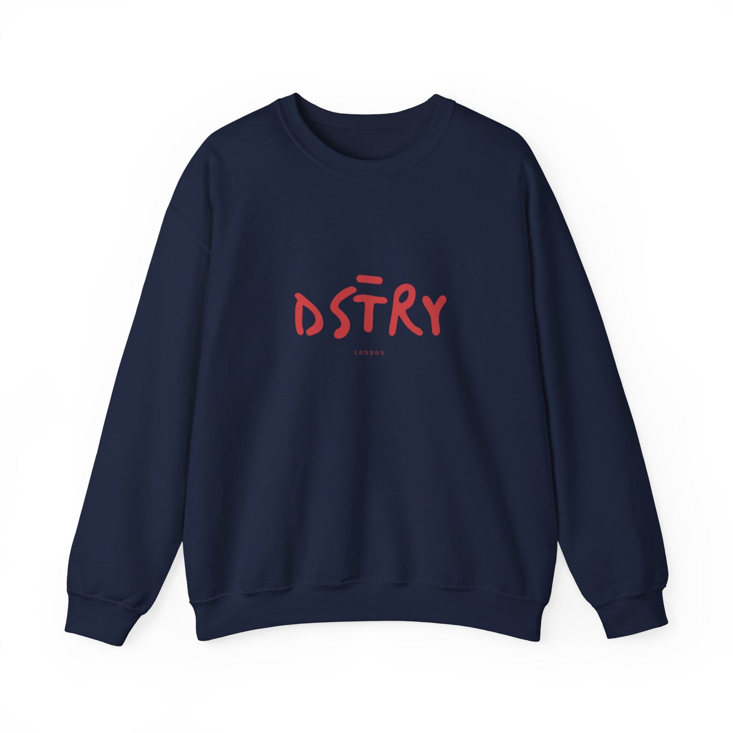 DSTRY GREY Classic Fit AmplifyDestroy Print Crewneck Sweatshirt black navy mens womens gift for him her