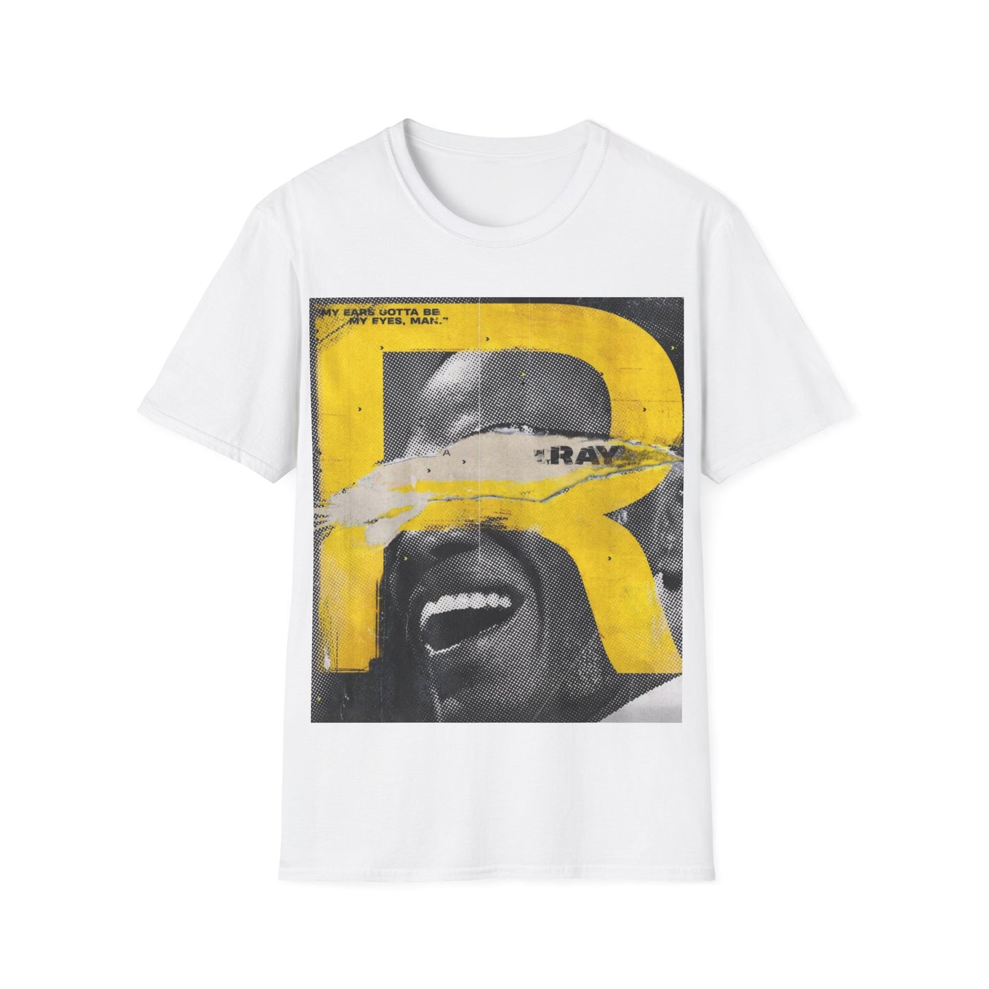 RAY Classic Fit AmplifyDestroy Print Tee Shirt Ray Charles Black White