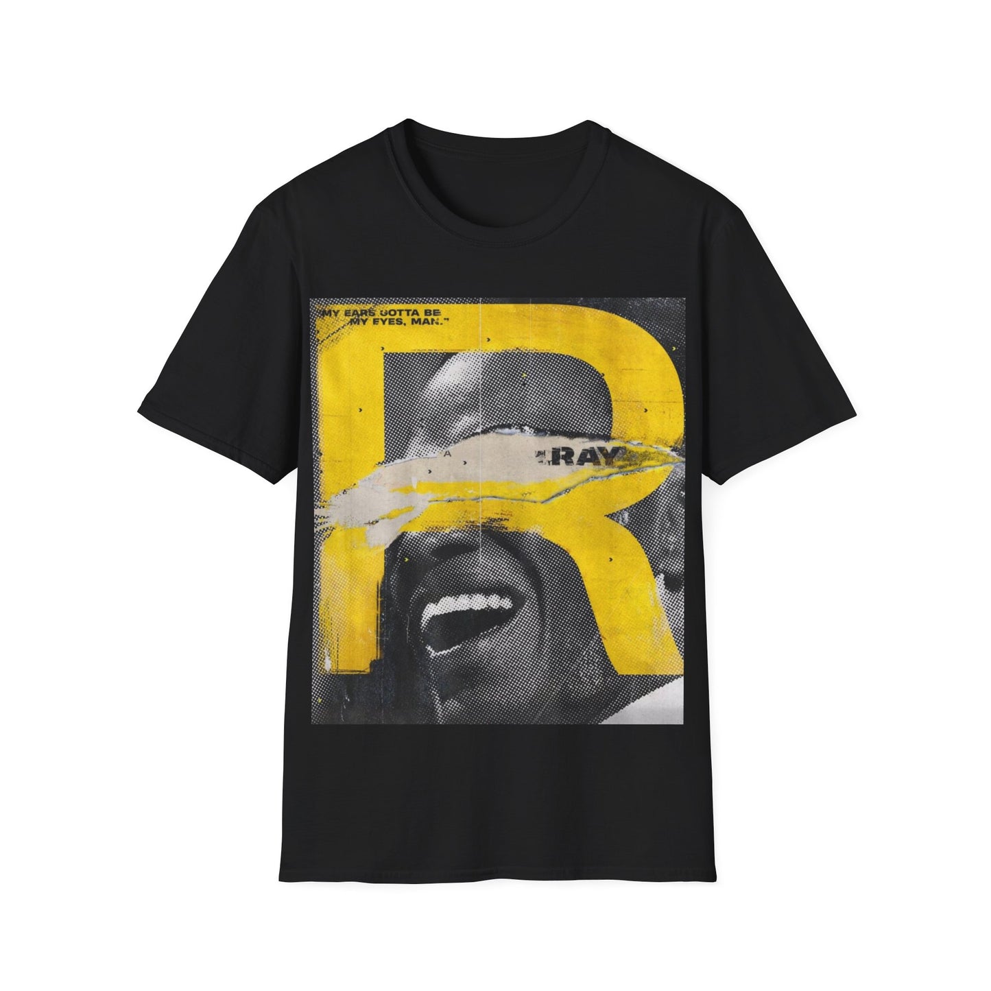 RAY Classic Fit AmplifyDestroy Print Tee Shirt Ray Charles Black White