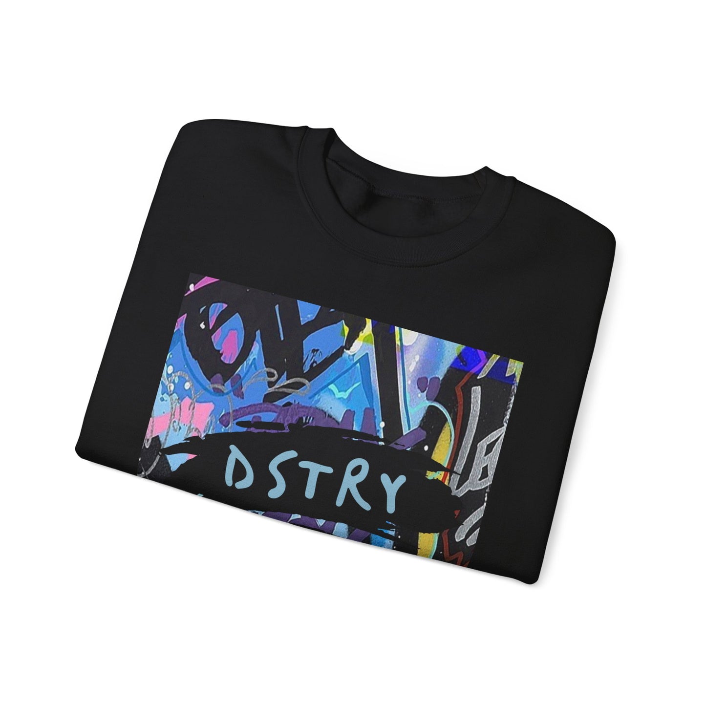 GRAFFITI AmplifyDestroy Print Crewneck Sweatshirt Street Art Color Black White Mens Womens